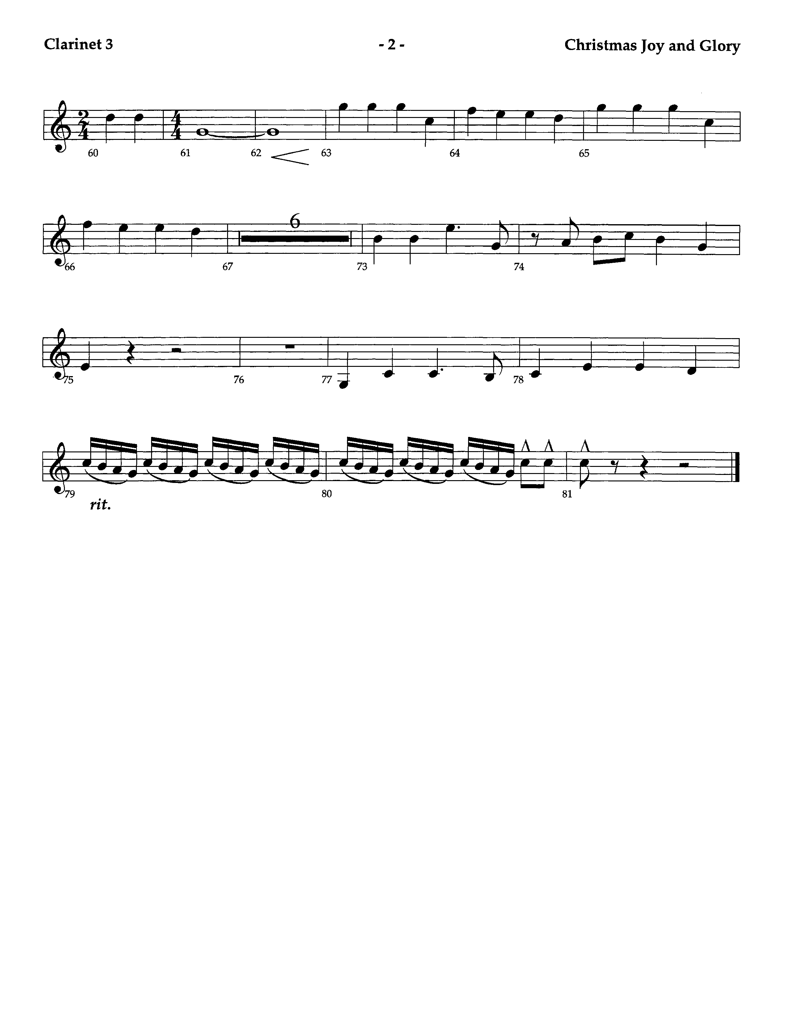 Christmas Joy And Glory (Instrumental) Clarinet 3 (Lifeway Worship / Arr. Jeff Cranfill)