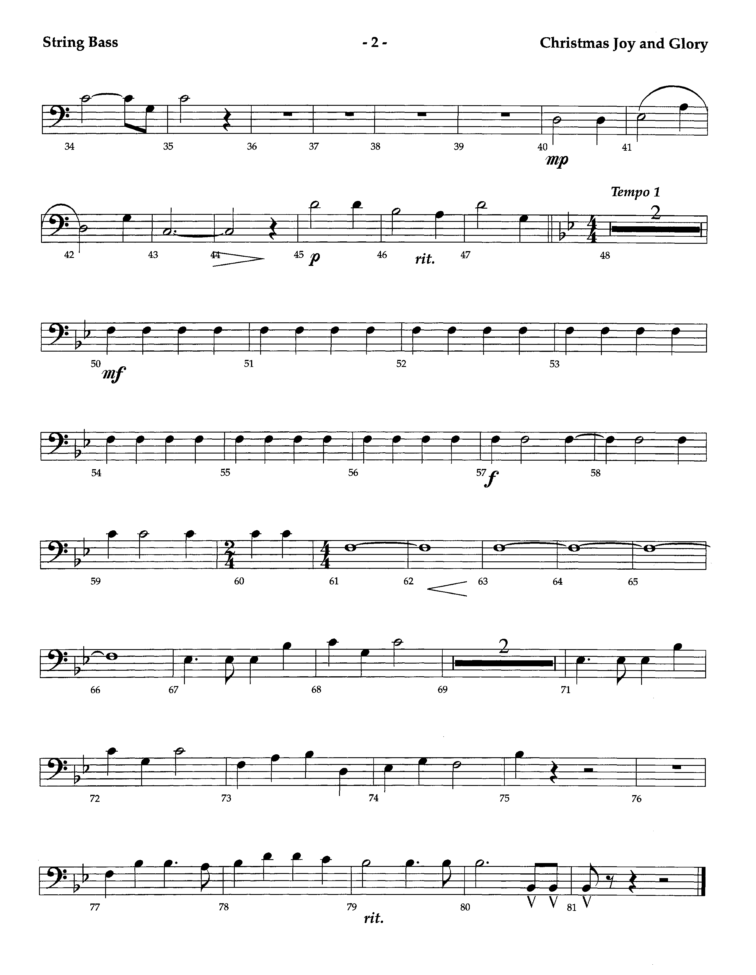 Christmas Joy And Glory (Instrumental) Double Bass (Lifeway Worship / Arr. Jeff Cranfill)