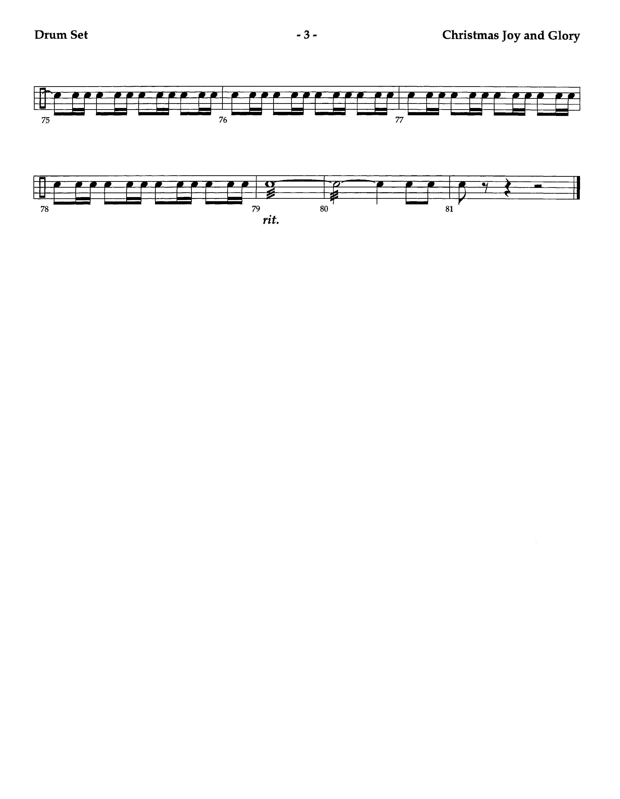 Christmas Joy And Glory (Instrumental) Drum Set (Lifeway Worship / Arr. Jeff Cranfill)