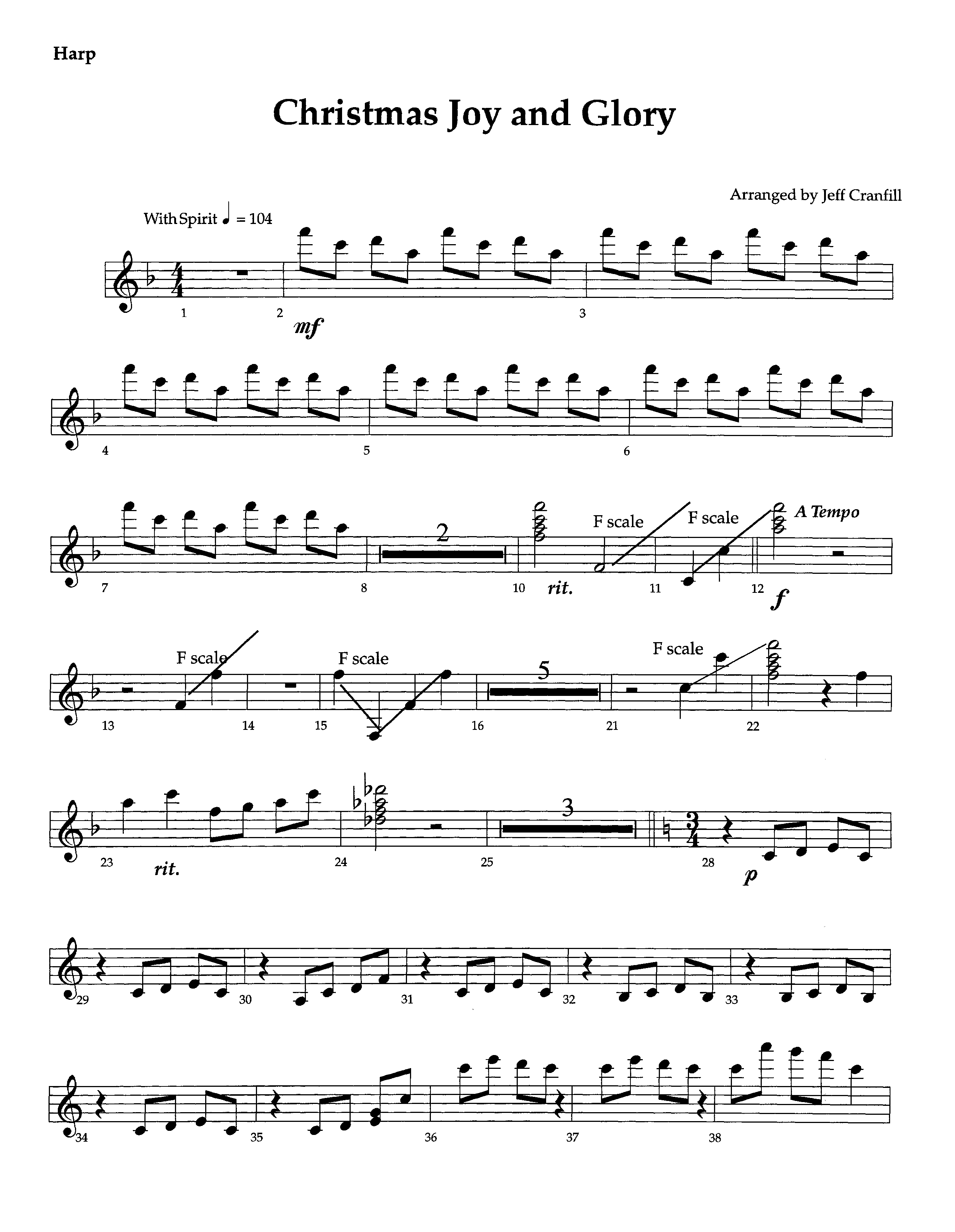 Christmas Joy And Glory (Instrumental) Harp (Lifeway Worship / Arr. Jeff Cranfill)