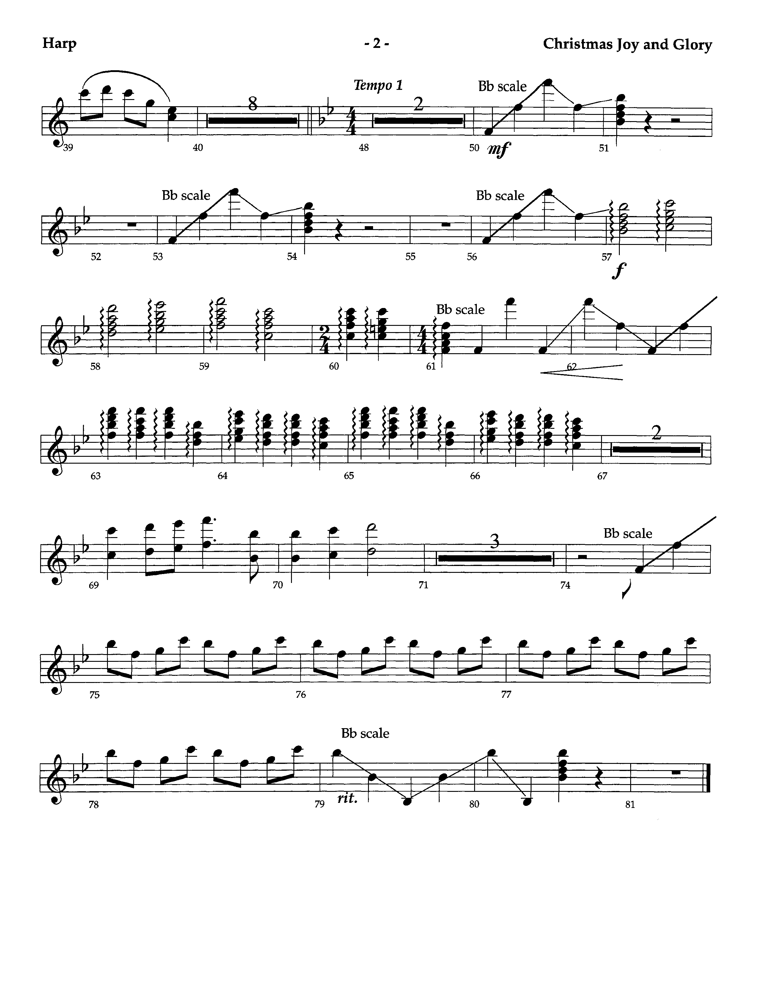 Christmas Joy And Glory (Instrumental) Harp (Lifeway Worship / Arr. Jeff Cranfill)