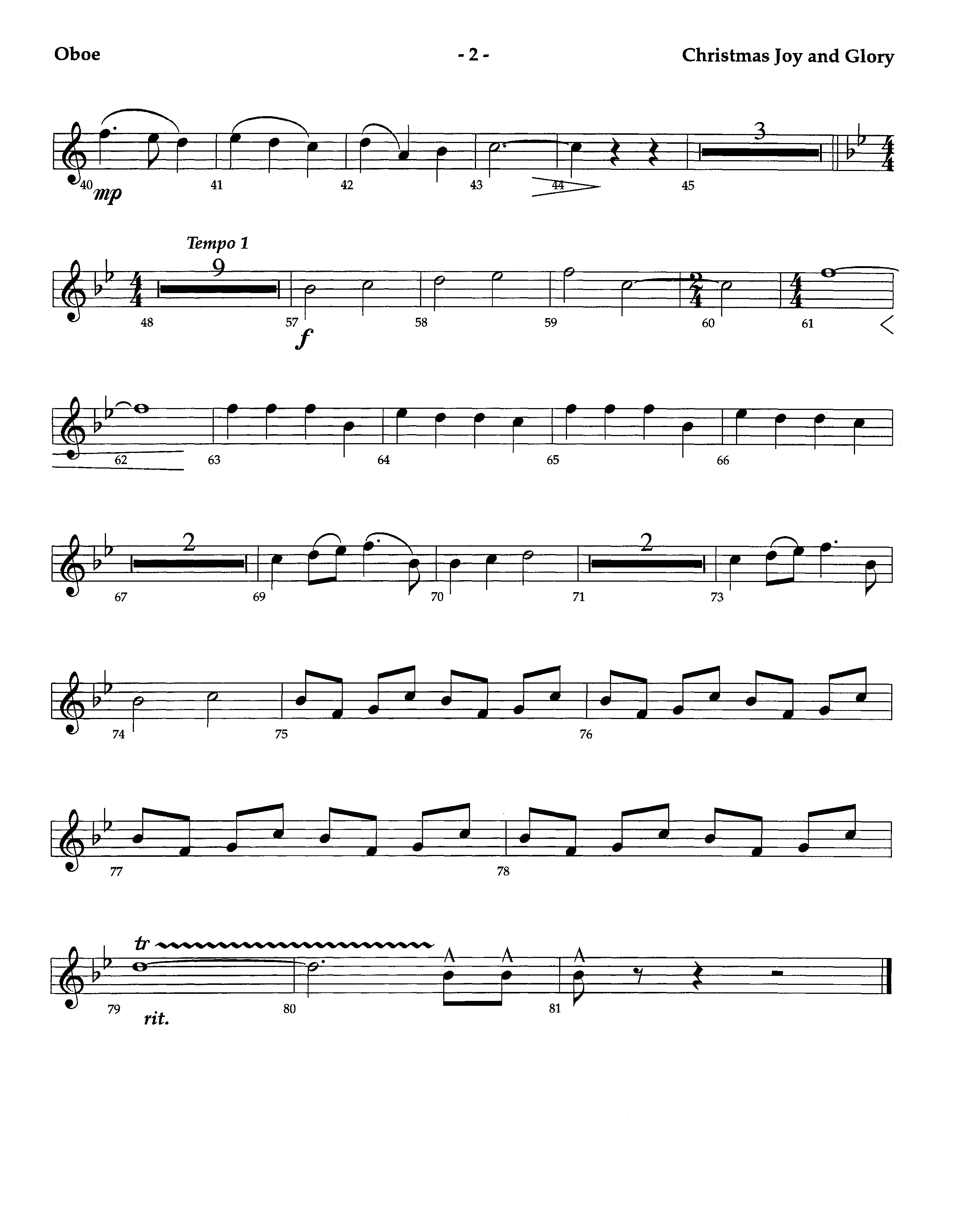 Christmas Joy And Glory (Instrumental) Oboe (Lifeway Worship / Arr. Jeff Cranfill)