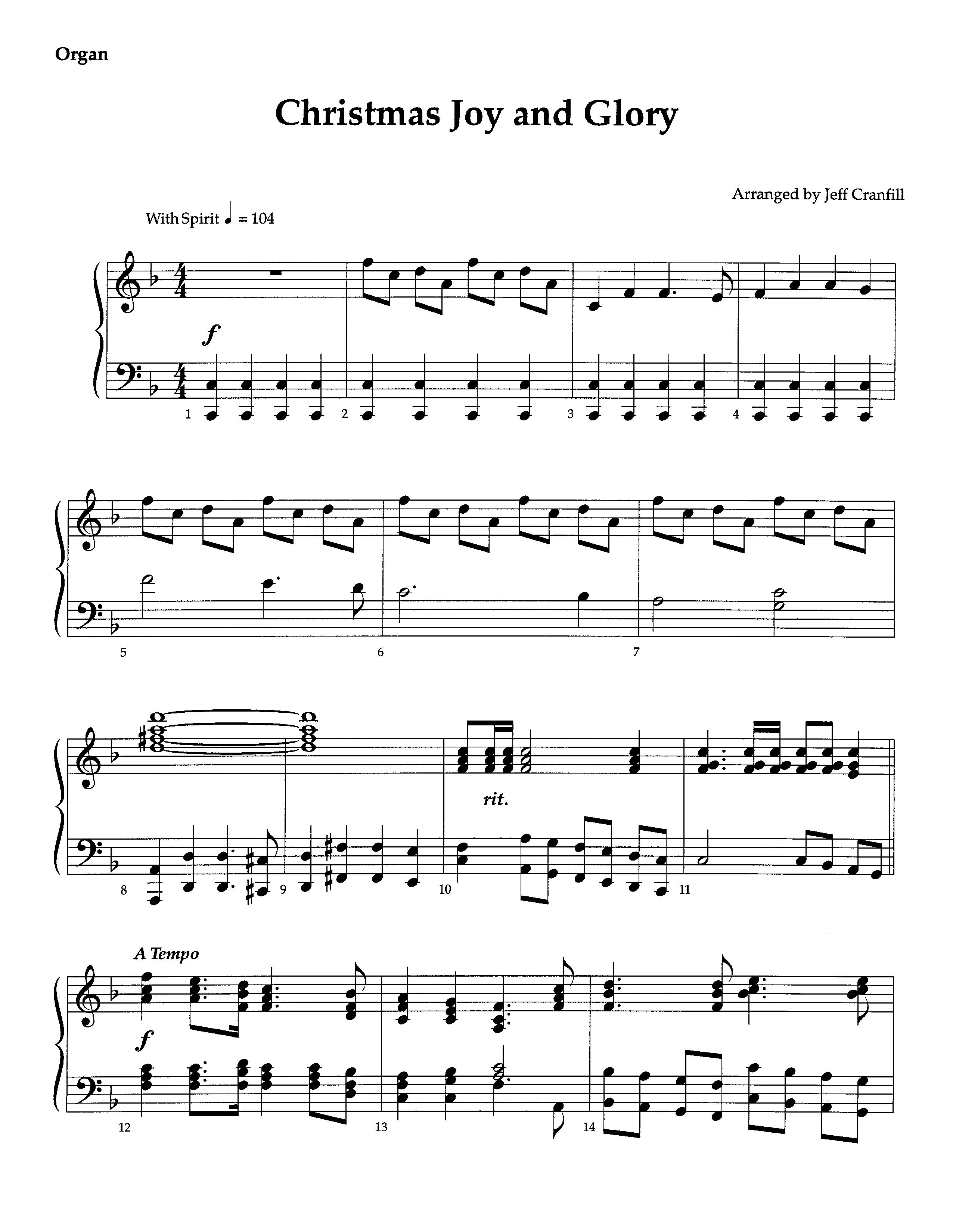 Christmas Joy And Glory (Instrumental) Organ (Lifeway Worship / Arr. Jeff Cranfill)