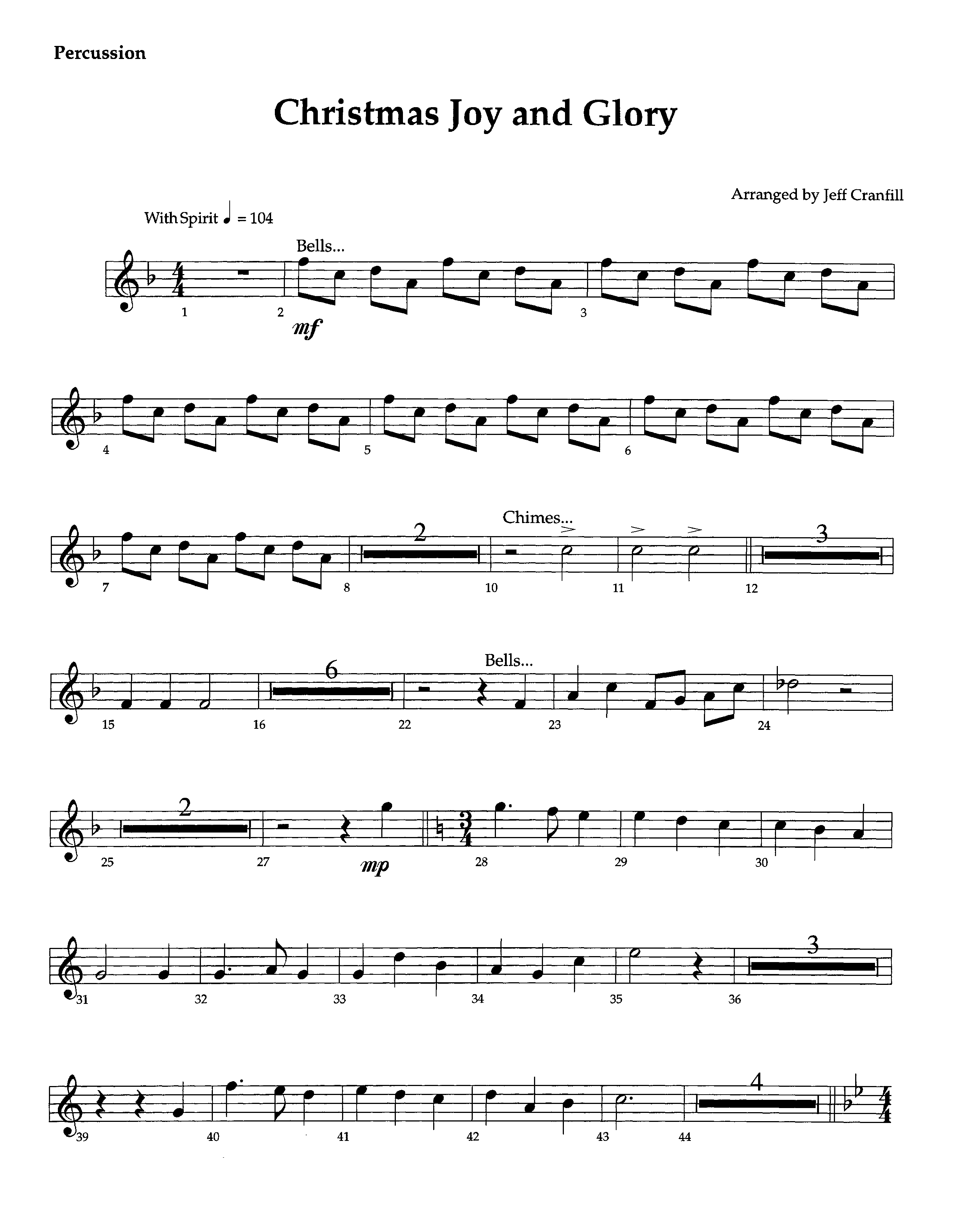 Christmas Joy And Glory (Instrumental) Percussion (Lifeway Worship / Arr. Jeff Cranfill)