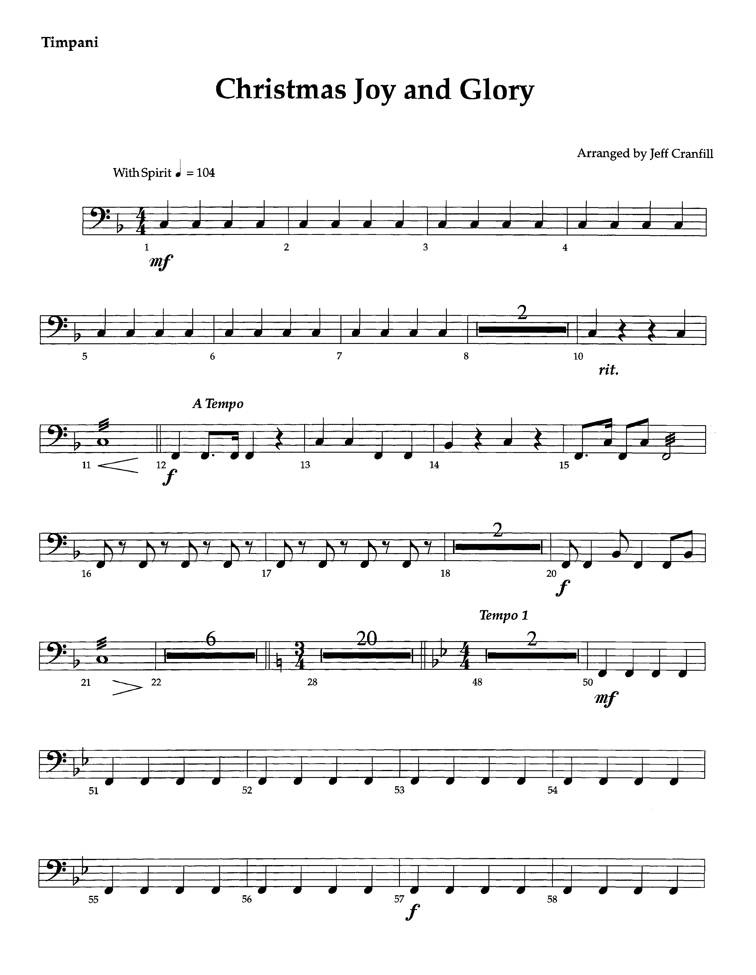 Christmas Joy And Glory (Instrumental) Timpani (Lifeway Worship / Arr. Jeff Cranfill)