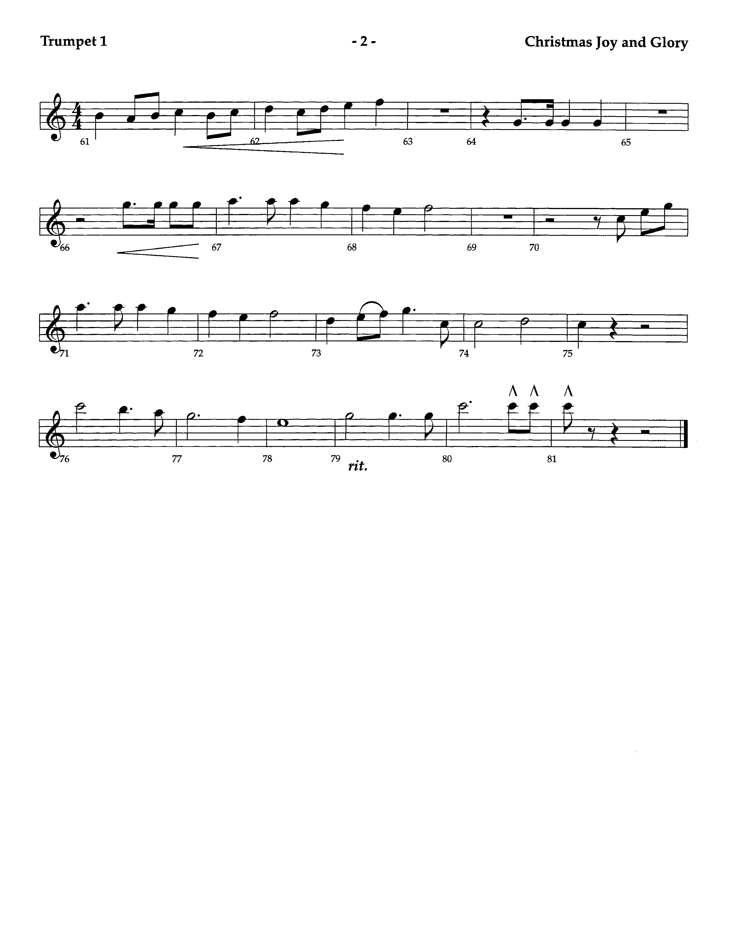 Christmas Joy And Glory (Instrumental) Trumpet 1 (Lifeway Worship / Arr. Jeff Cranfill)