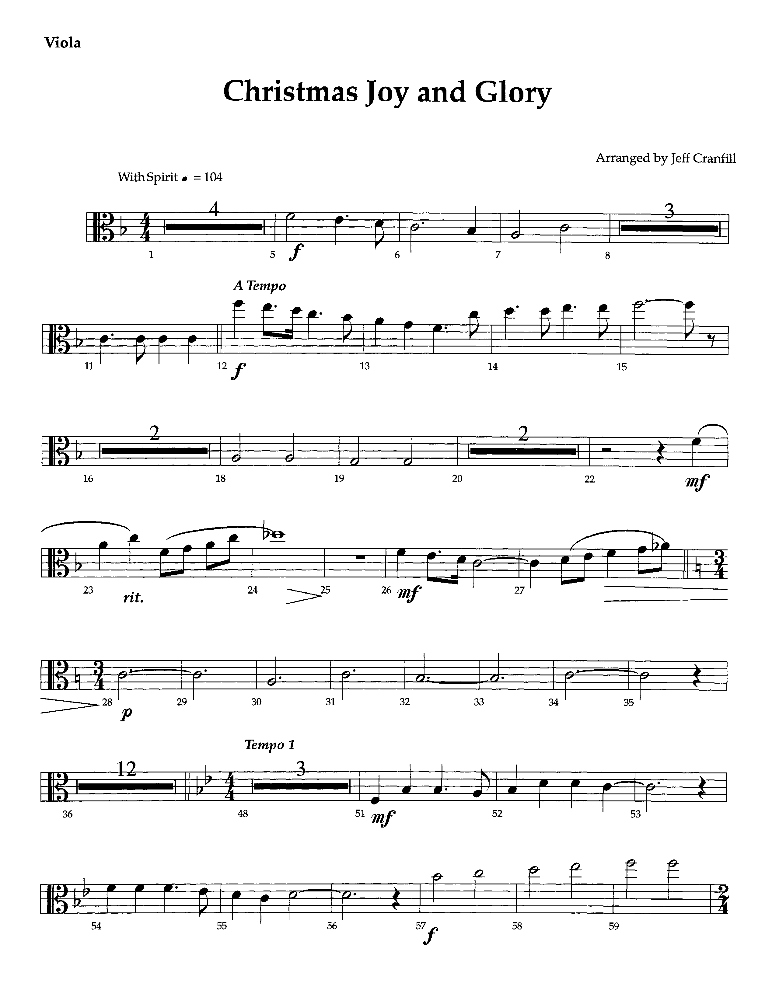 Christmas Joy And Glory (Instrumental) Viola (Lifeway Worship / Arr. Jeff Cranfill)