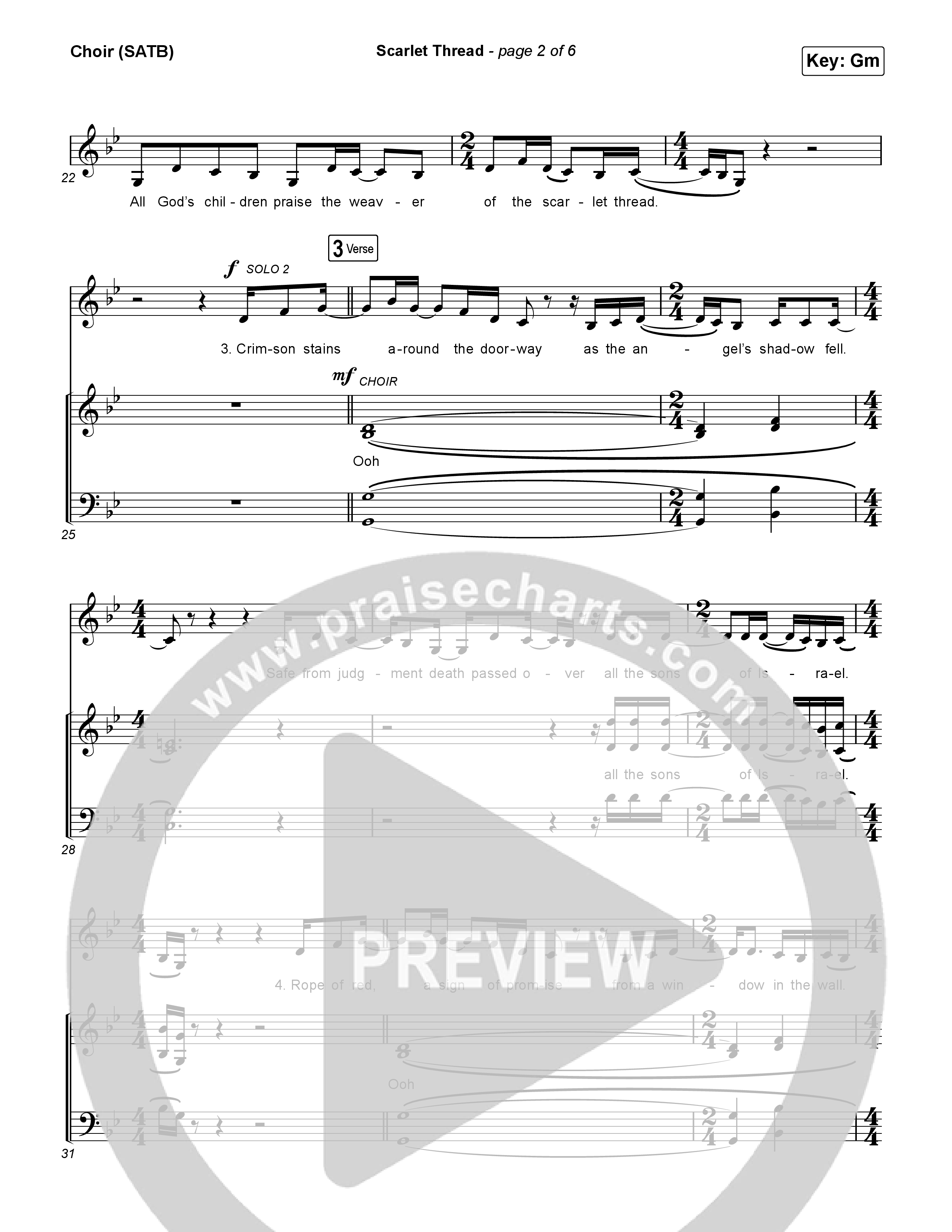 Scarlet Thread Vocal Sheet (SATB) (Keith & Kristyn Getty / Zach Williams)