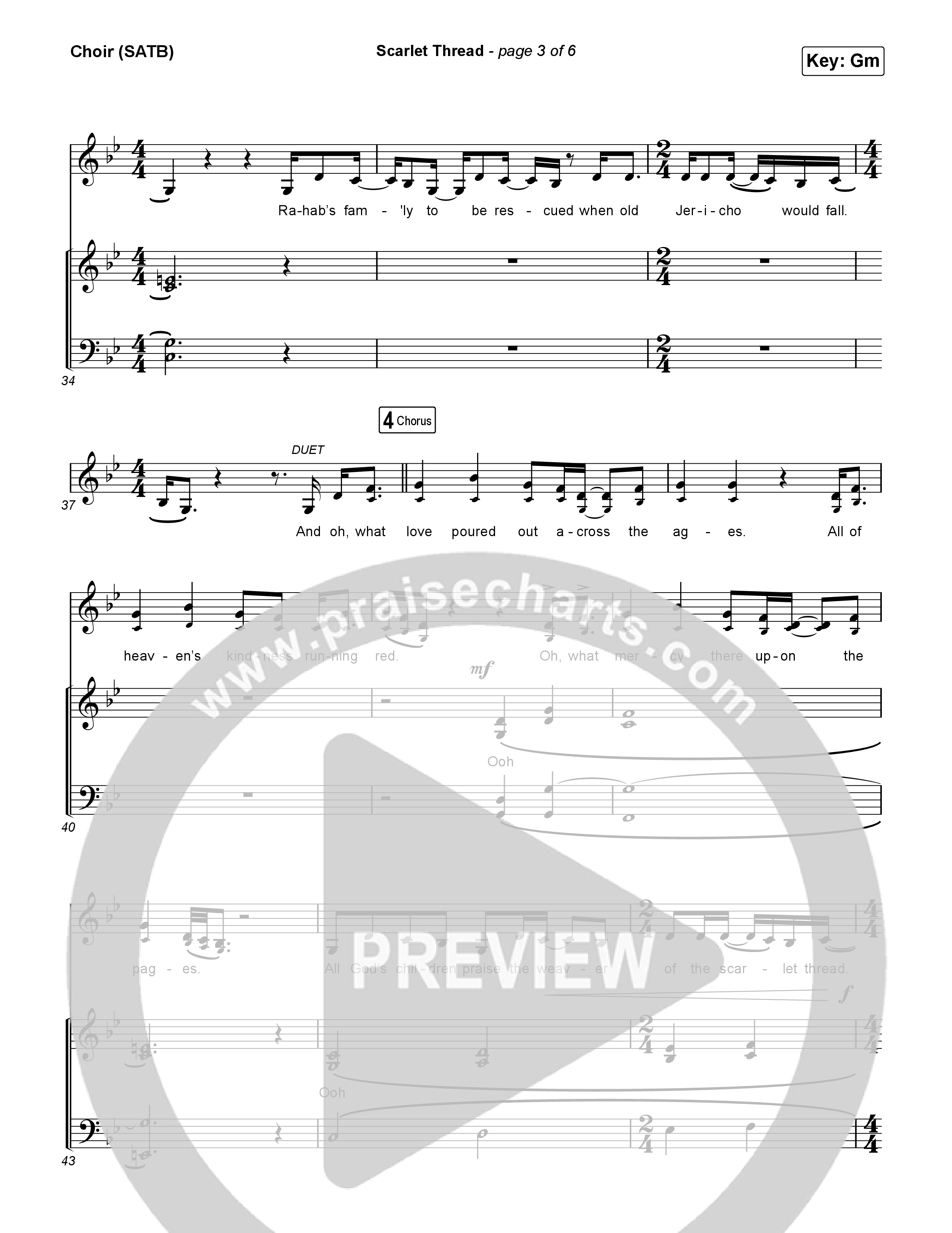 Scarlet Thread Vocal Sheet (SATB) (Keith & Kristyn Getty / Zach Williams)