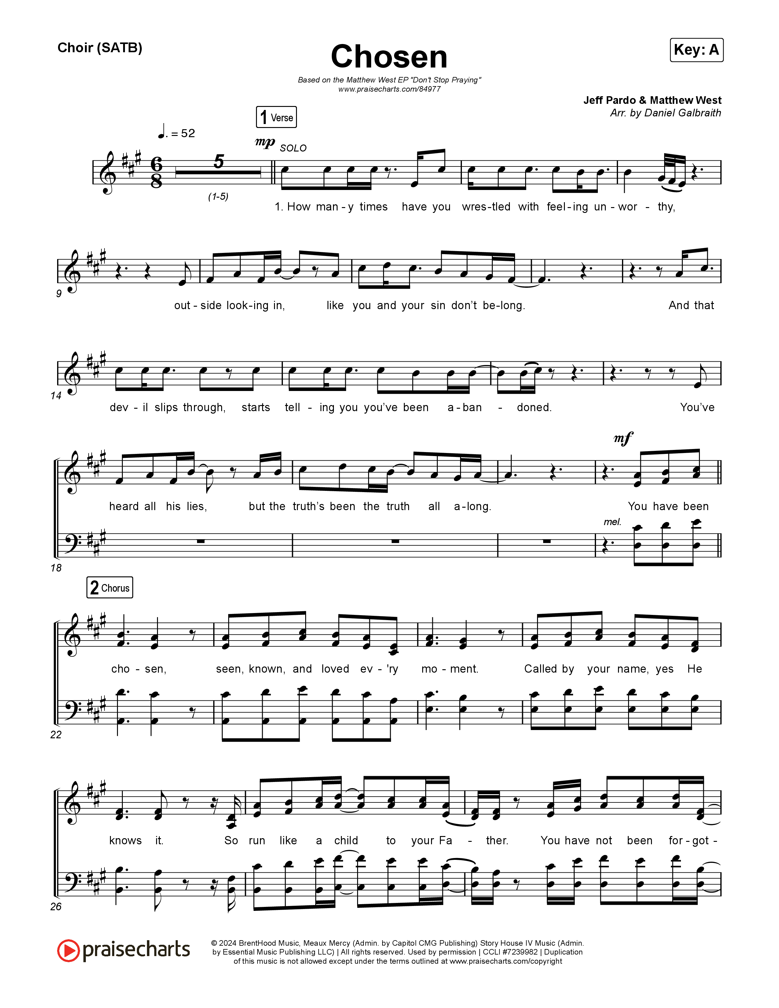 Chosen Choir Sheet (SATB) (Matthew West)