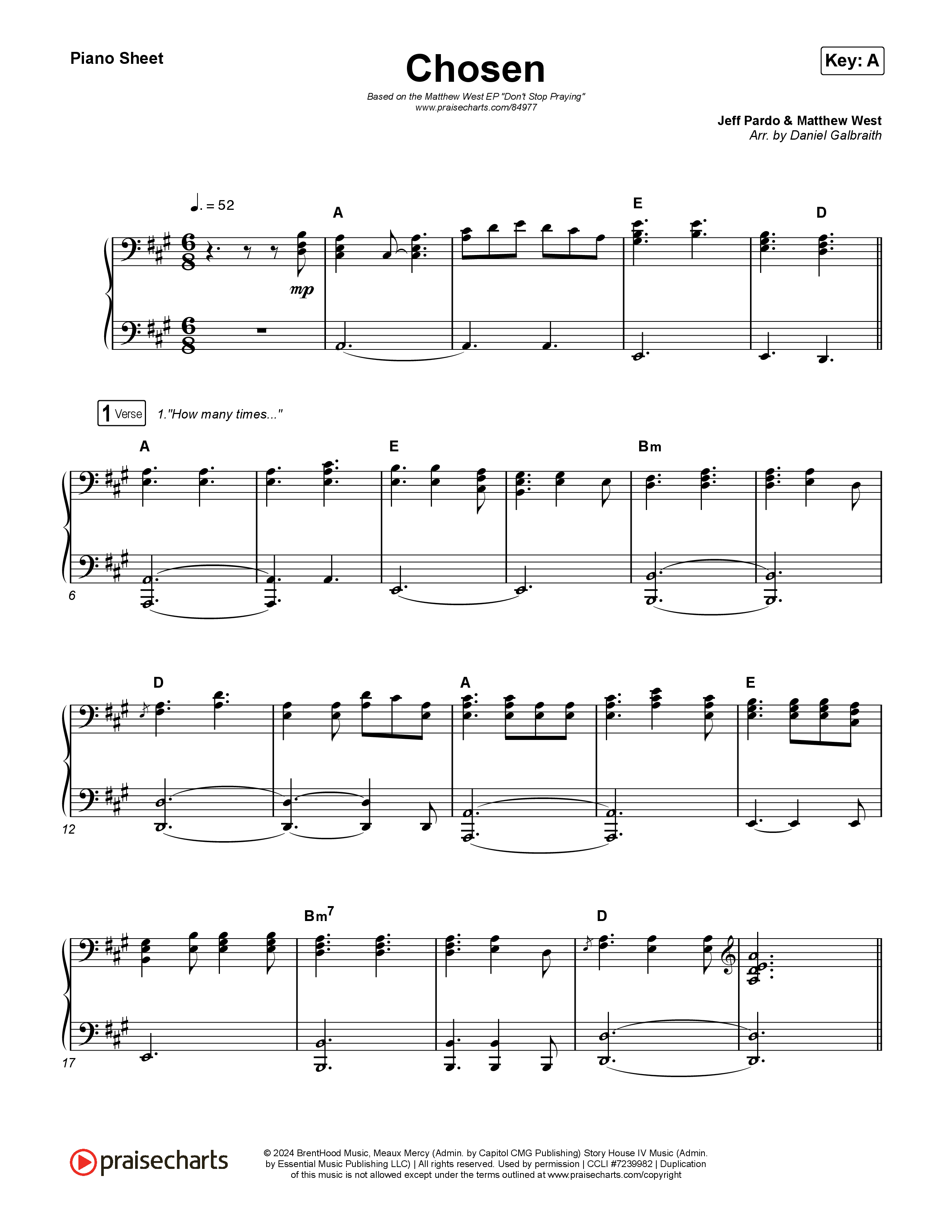 Chosen Piano Sheet (Matthew West)