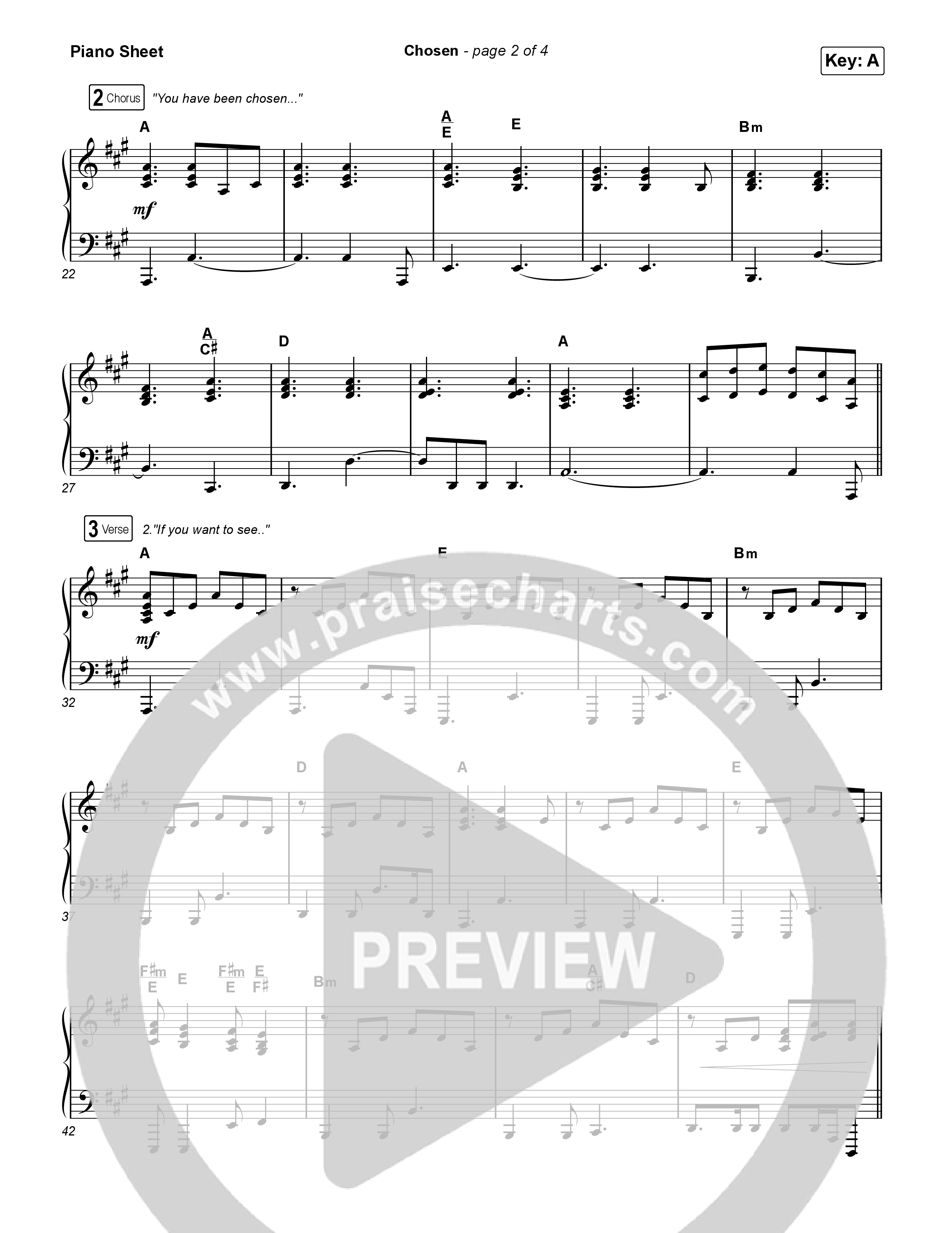 Chosen Piano Sheet (Matthew West)
