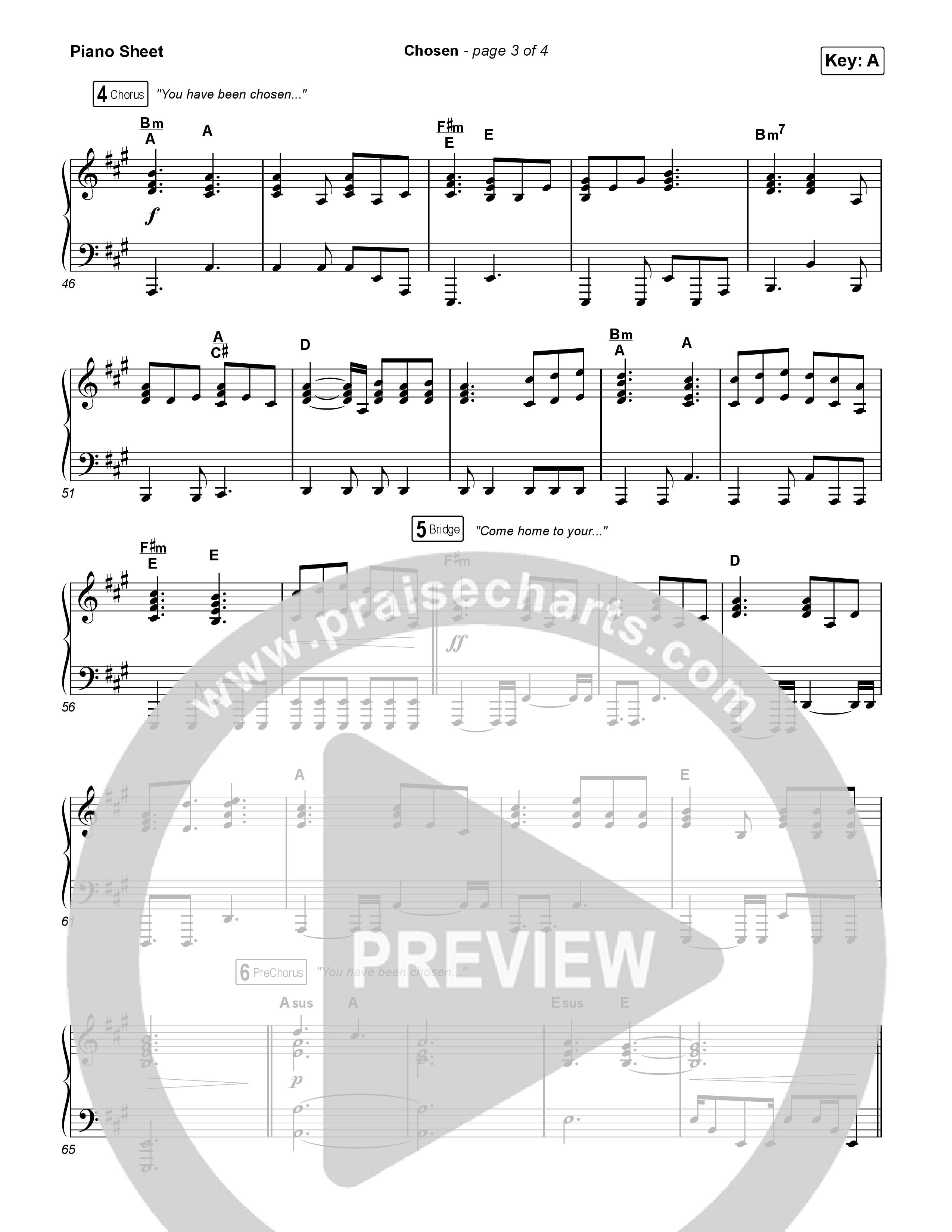 Chosen Piano Sheet (Matthew West)