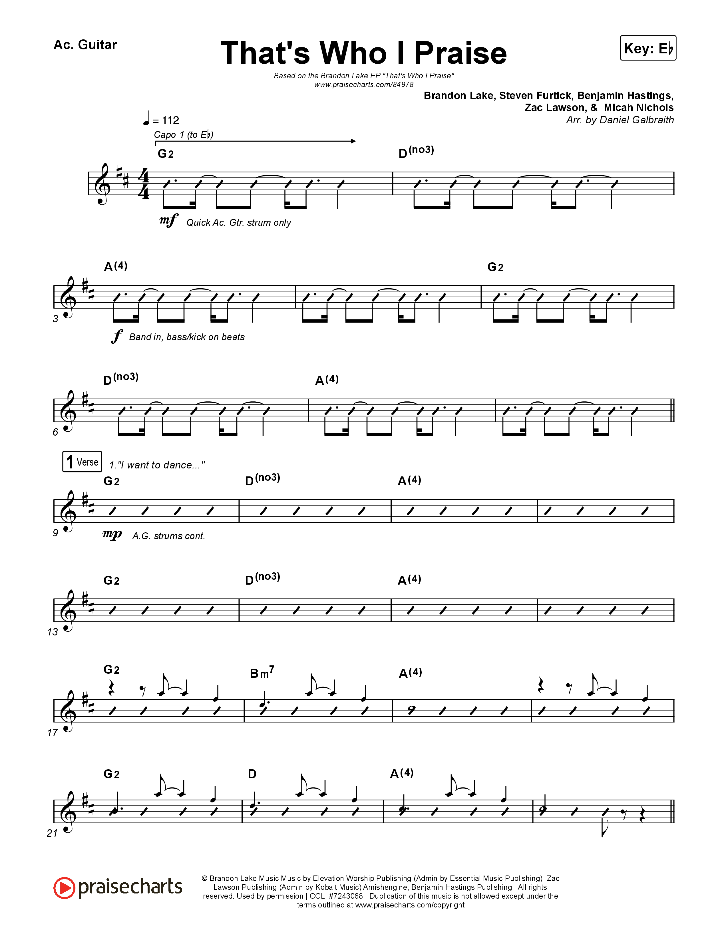 That's Who I Praise Acoustic Guitar (Brandon Lake)