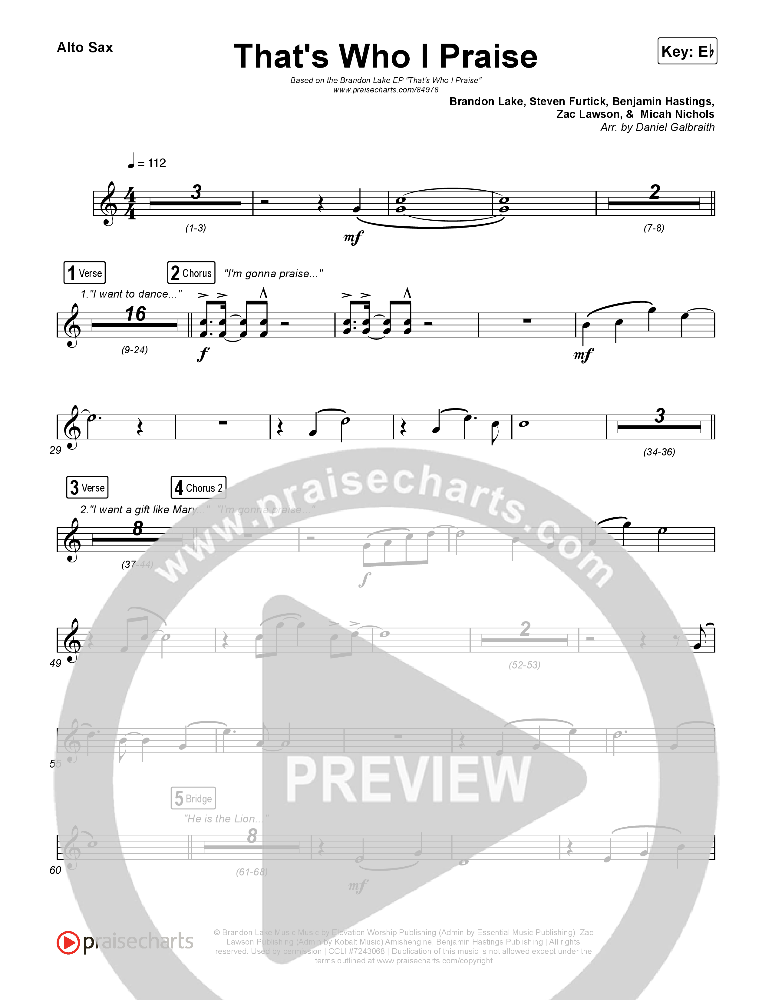 That's Who I Praise Sax Pack (Brandon Lake)