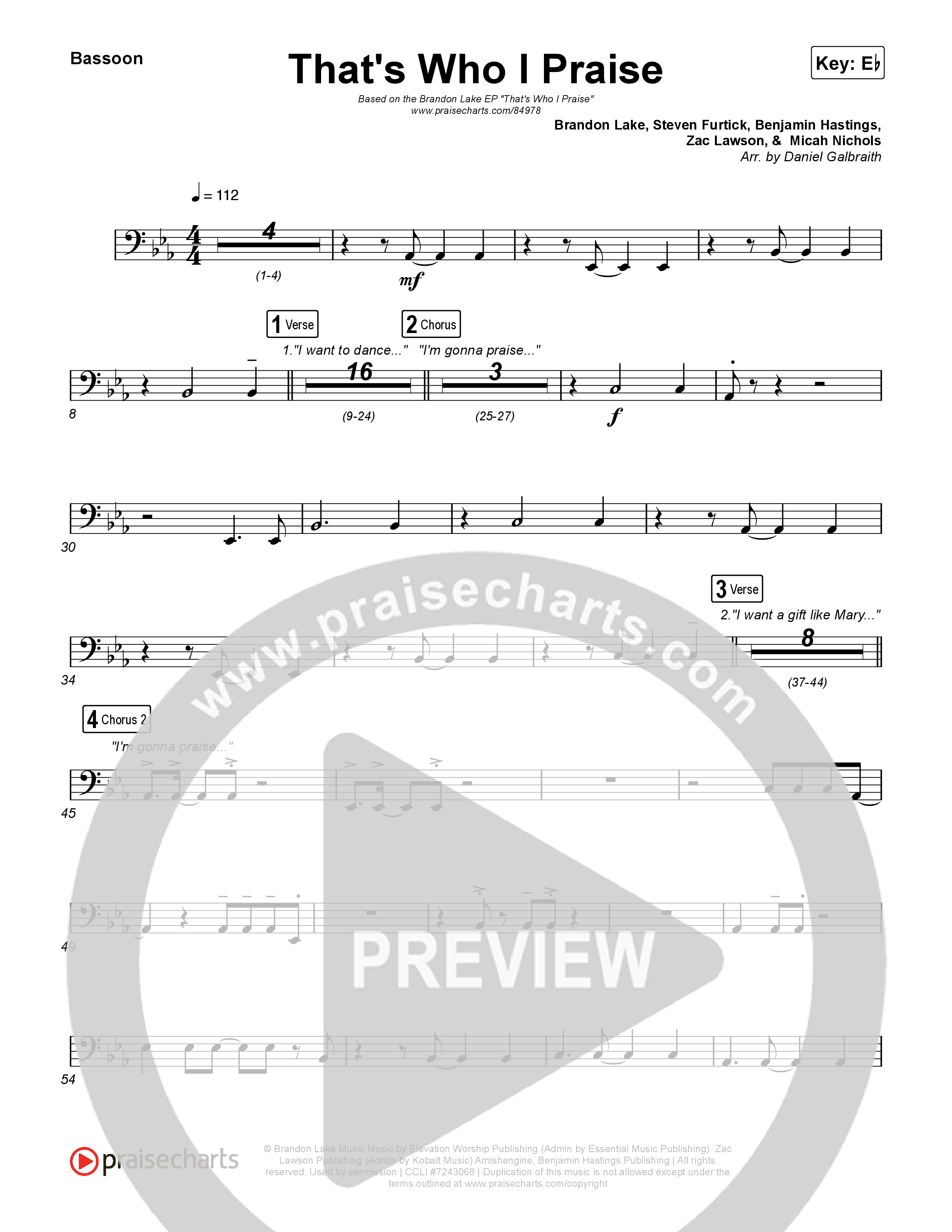 That's Who I Praise Bassoon (Brandon Lake)