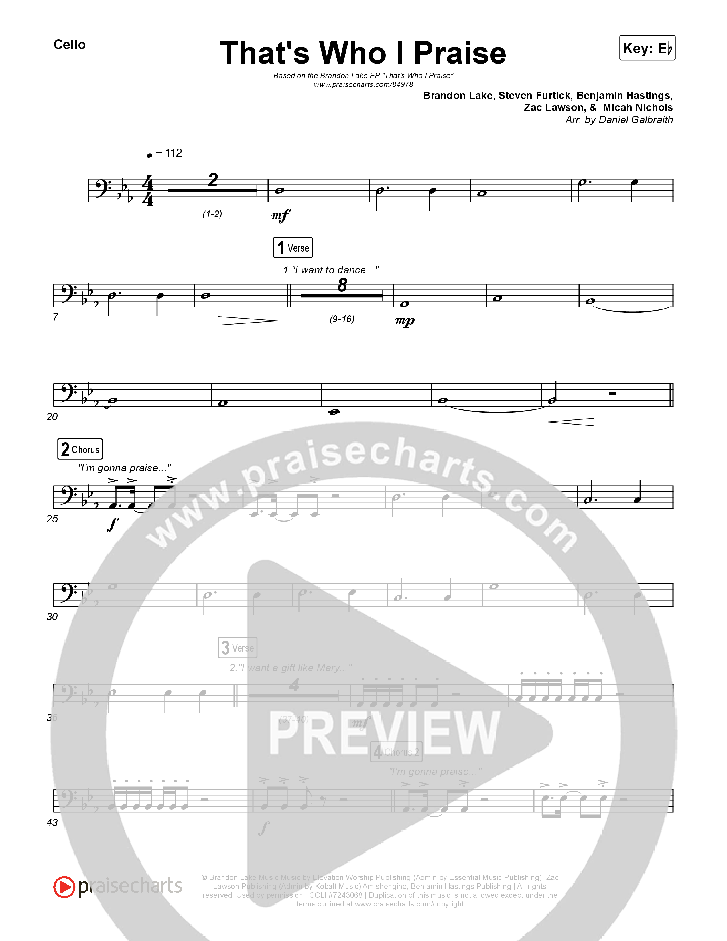 That's Who I Praise Cello (Brandon Lake)