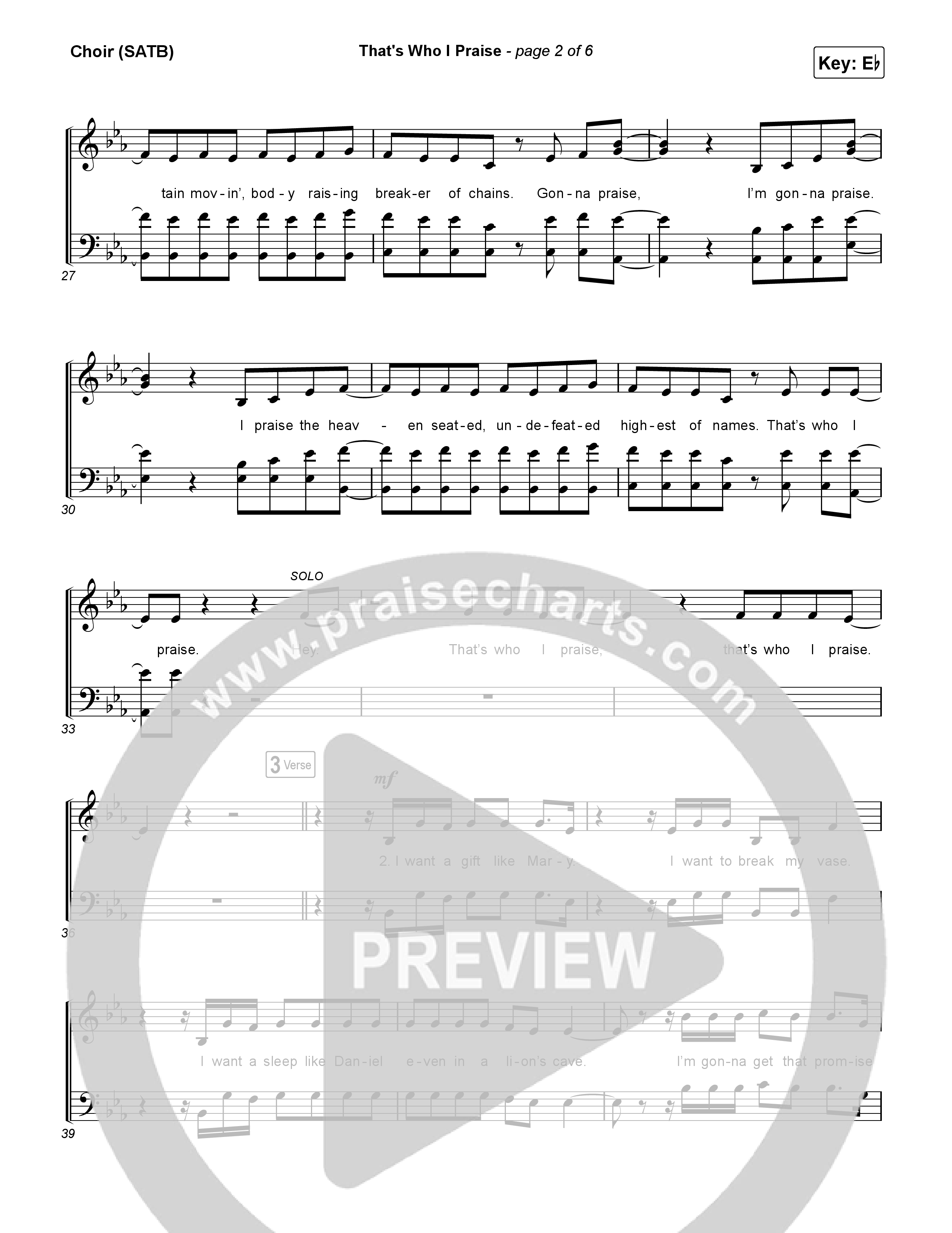 That's Who I Praise Choir Sheet (SATB) (Brandon Lake)