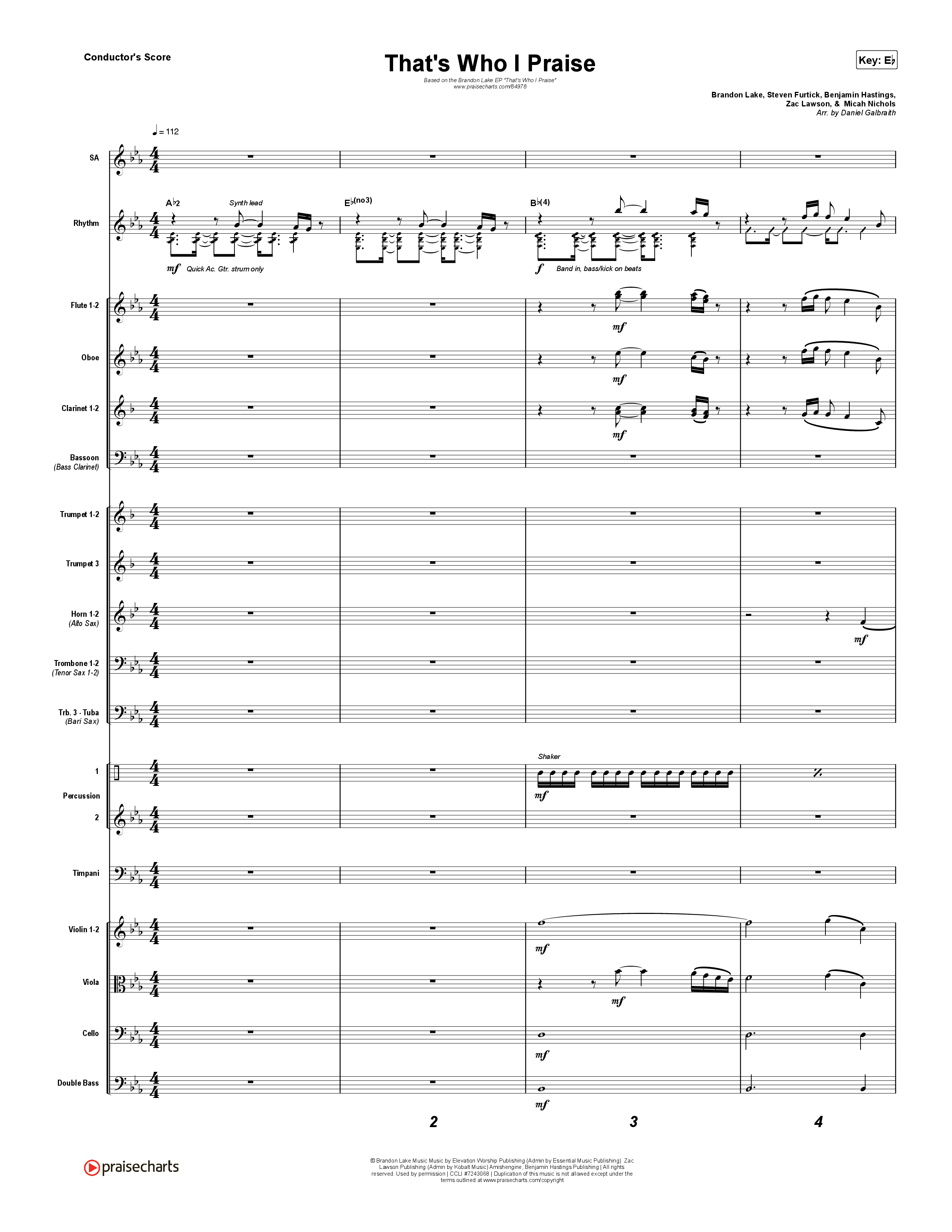 That's Who I Praise Conductor's Score (Brandon Lake)