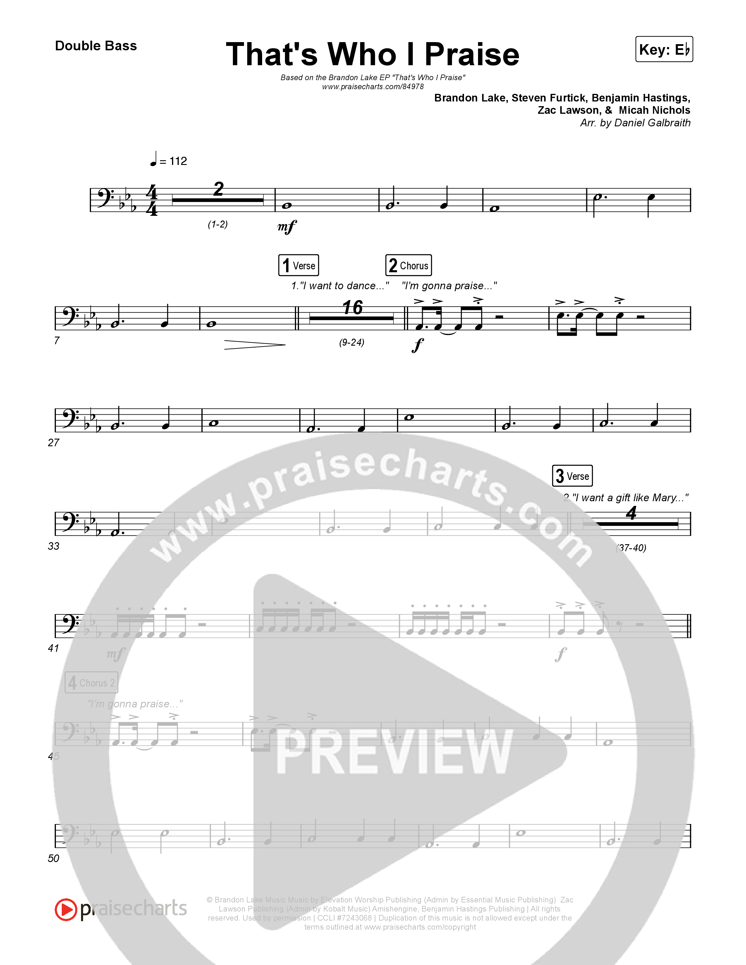 That's Who I Praise String Bass (Brandon Lake)