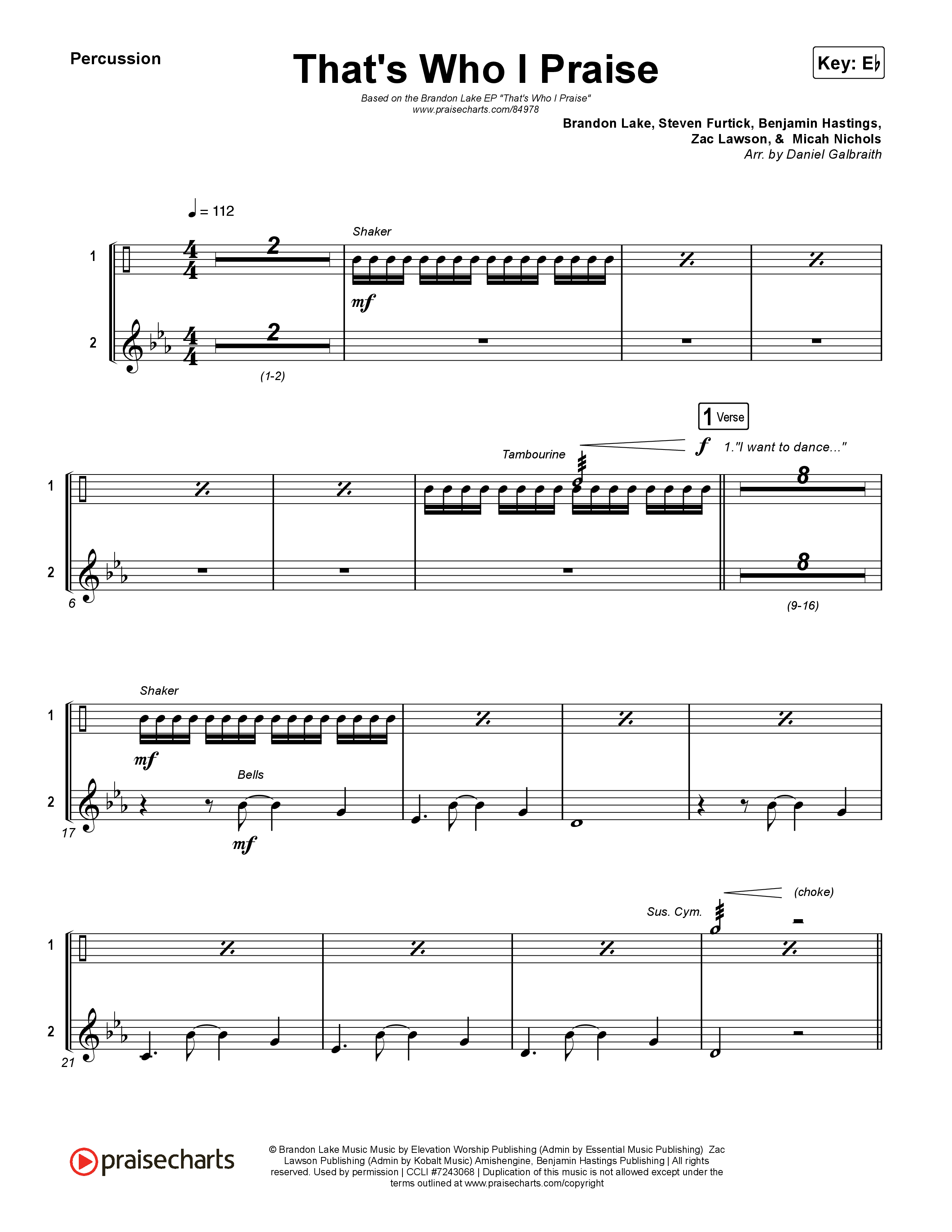 That's Who I Praise Percussion (Brandon Lake)