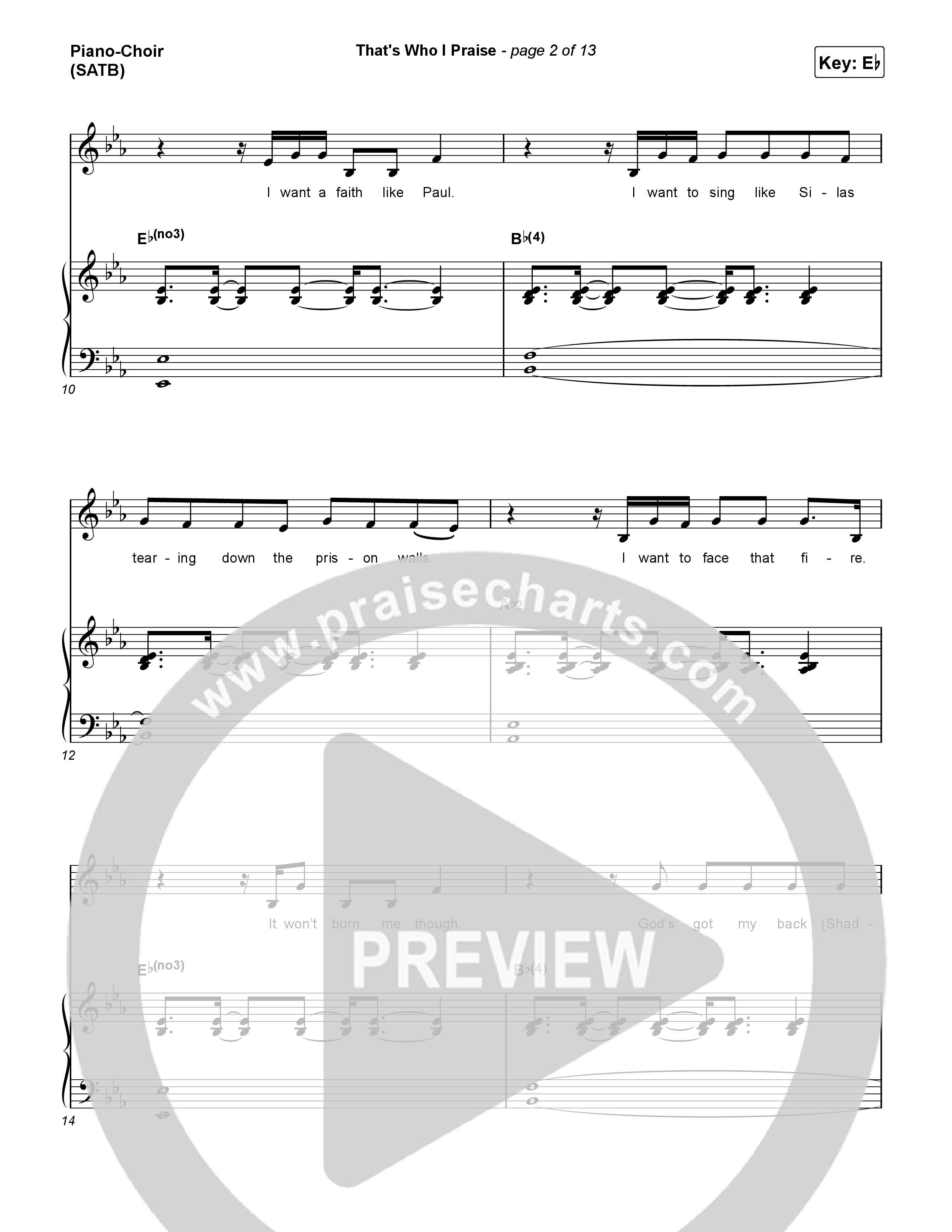 That's Who I Praise Piano/Vocal (SATB) (Brandon Lake)