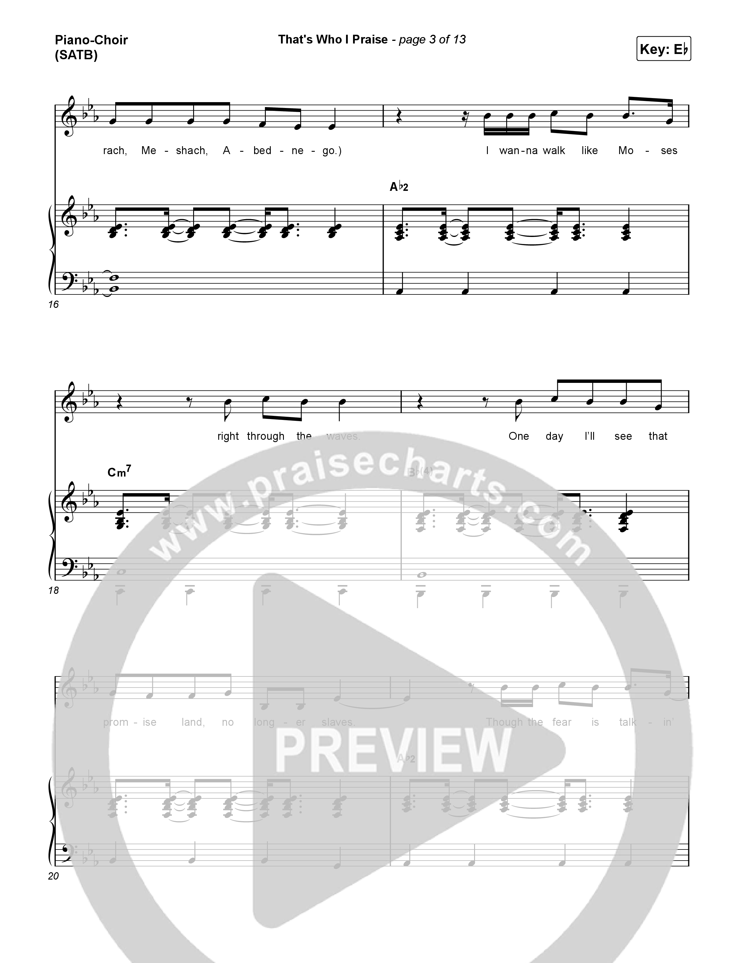 That's Who I Praise Piano/Vocal (SATB) (Brandon Lake)