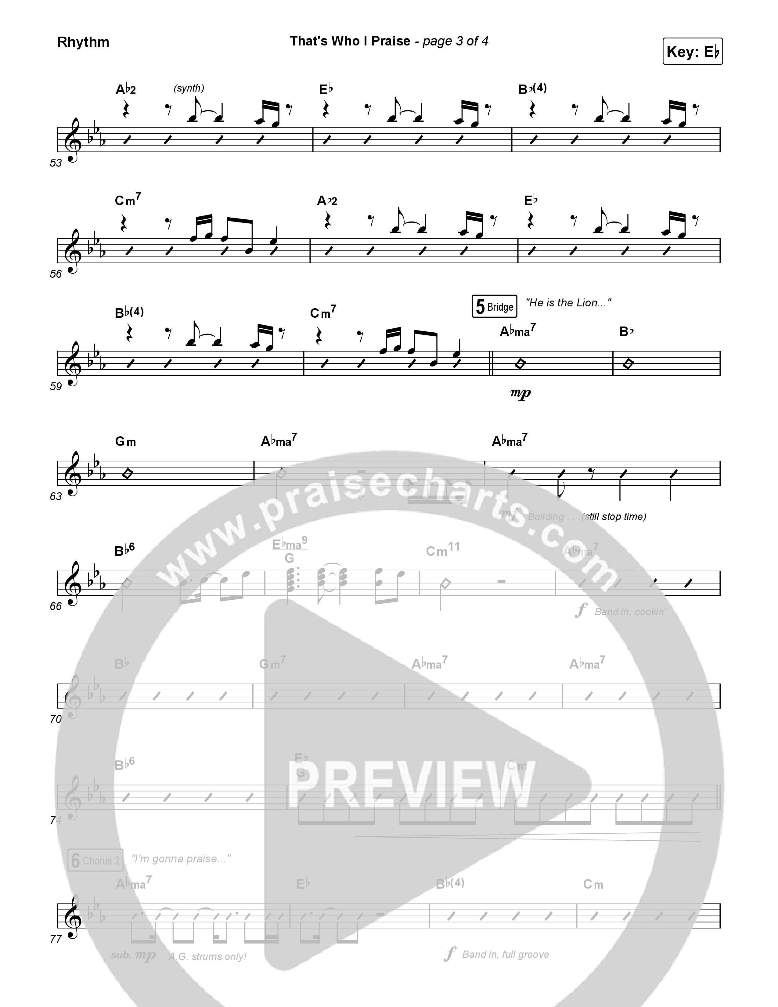 That's Who I Praise Rhythm Chart (Brandon Lake)