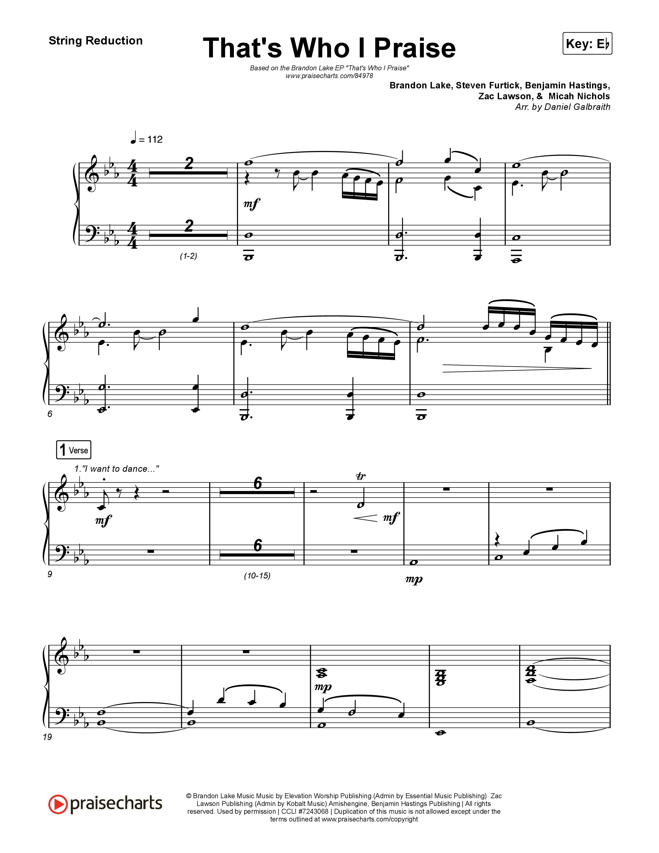 That's Who I Praise String Reduction (Brandon Lake)