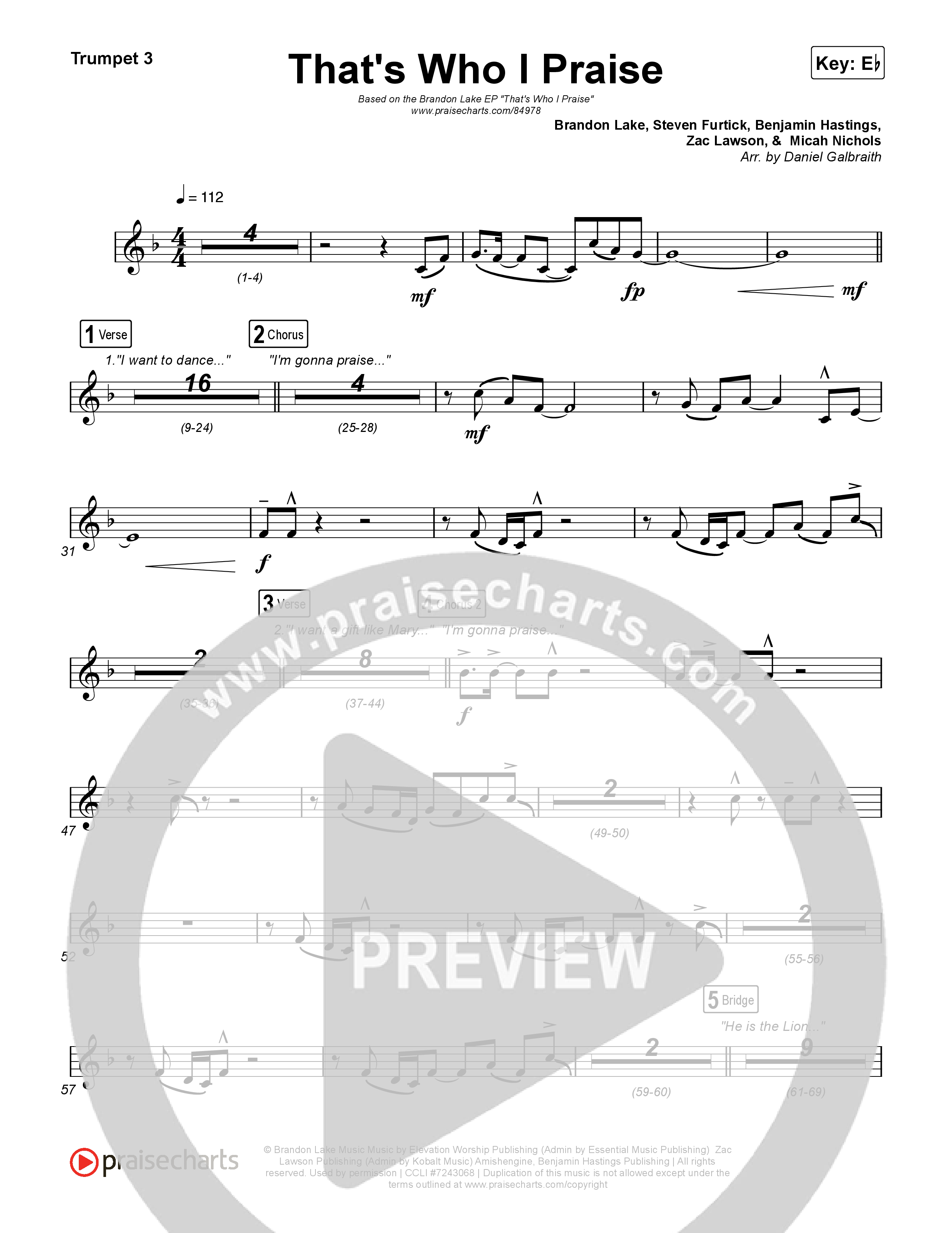 That's Who I Praise Trumpet 1,2 (Brandon Lake)