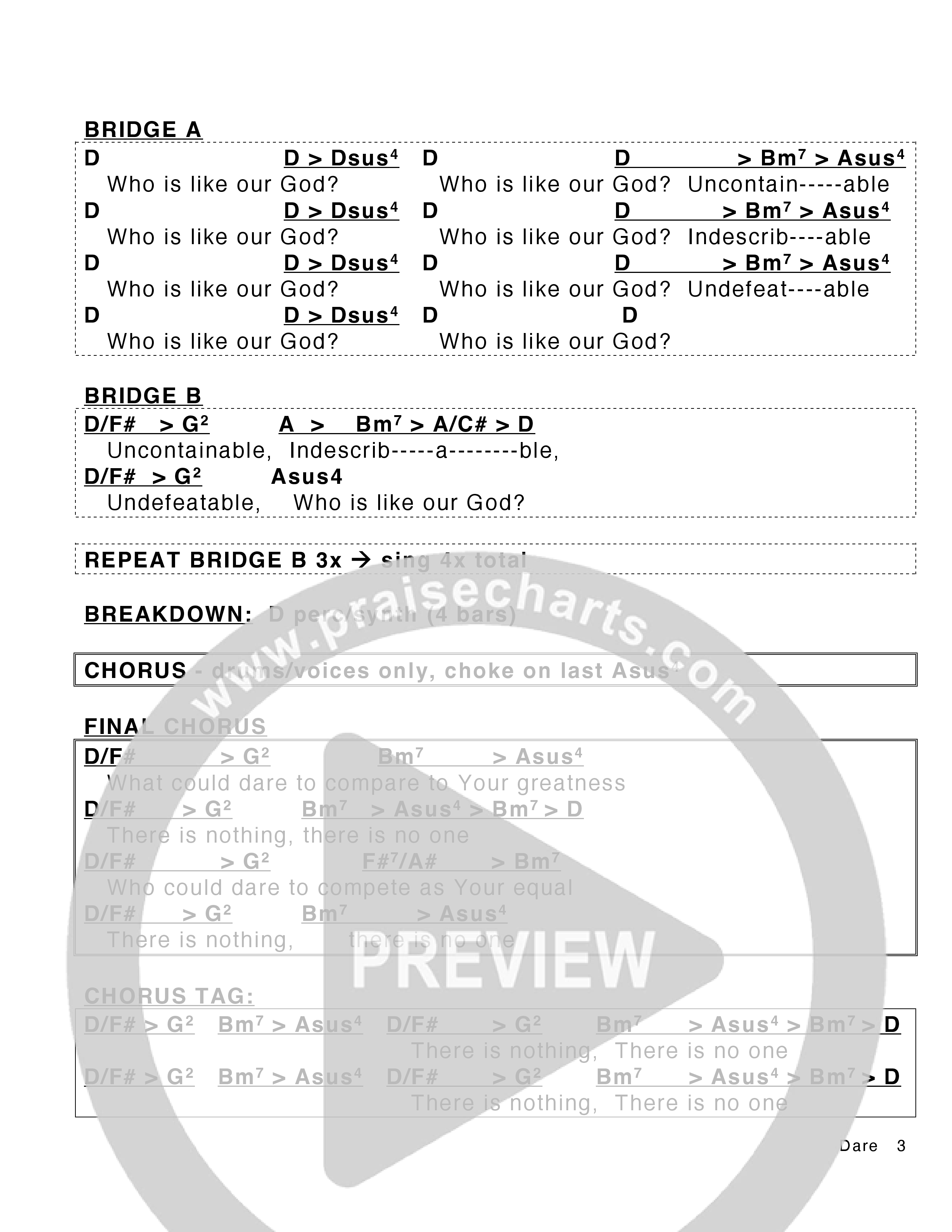 Dare Chord Chart (Victory House Worship)