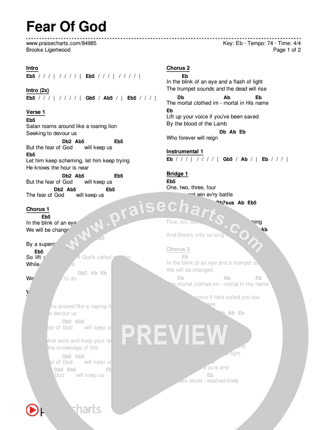 Fear Of God Chords & Lyrics (Brooke Ligertwood)