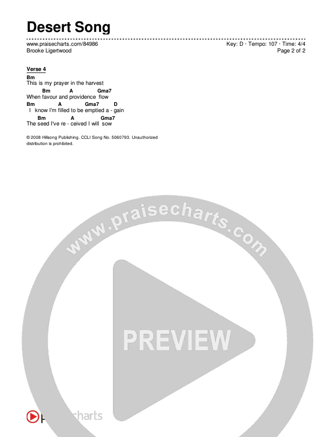 Desert Song Chords & Lyrics (Brooke Ligertwood)