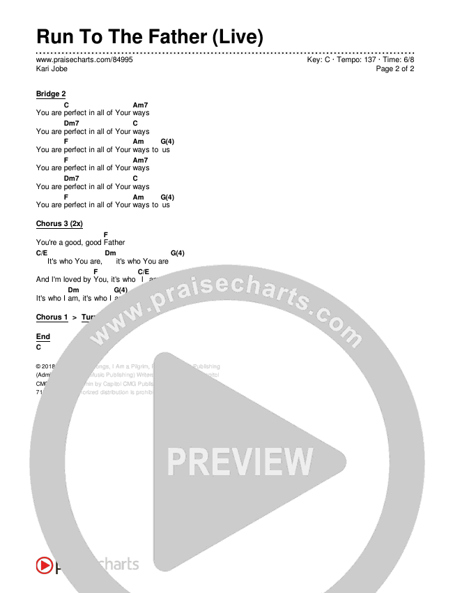 Run To The Father (Live) Chords & Lyrics (Kari Jobe)