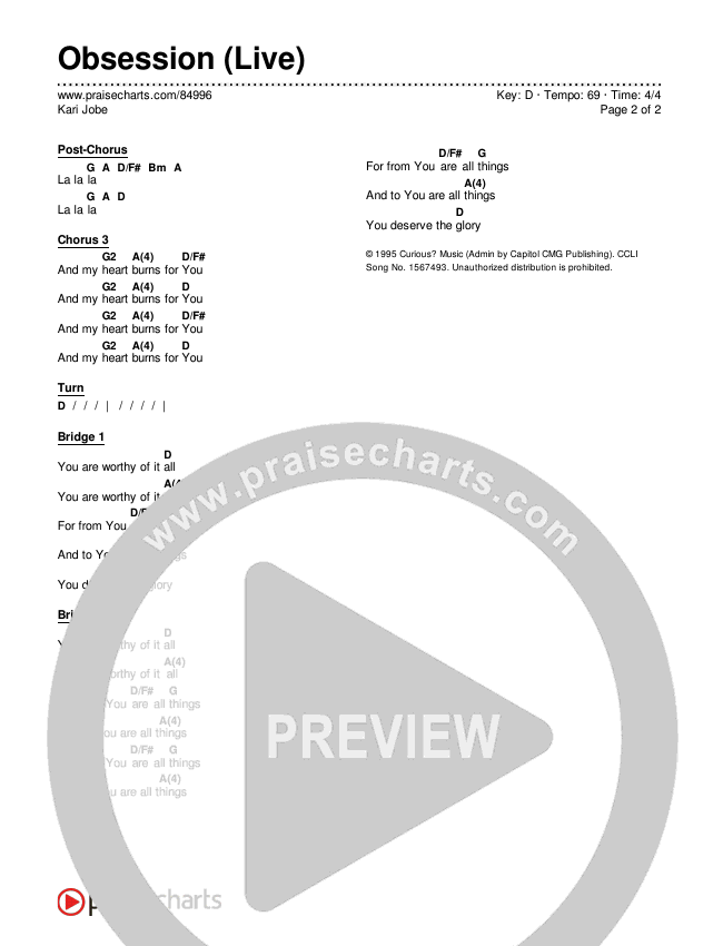 Obsession / Worthy Of It All (Live) Chords & Lyrics (Kari Jobe)