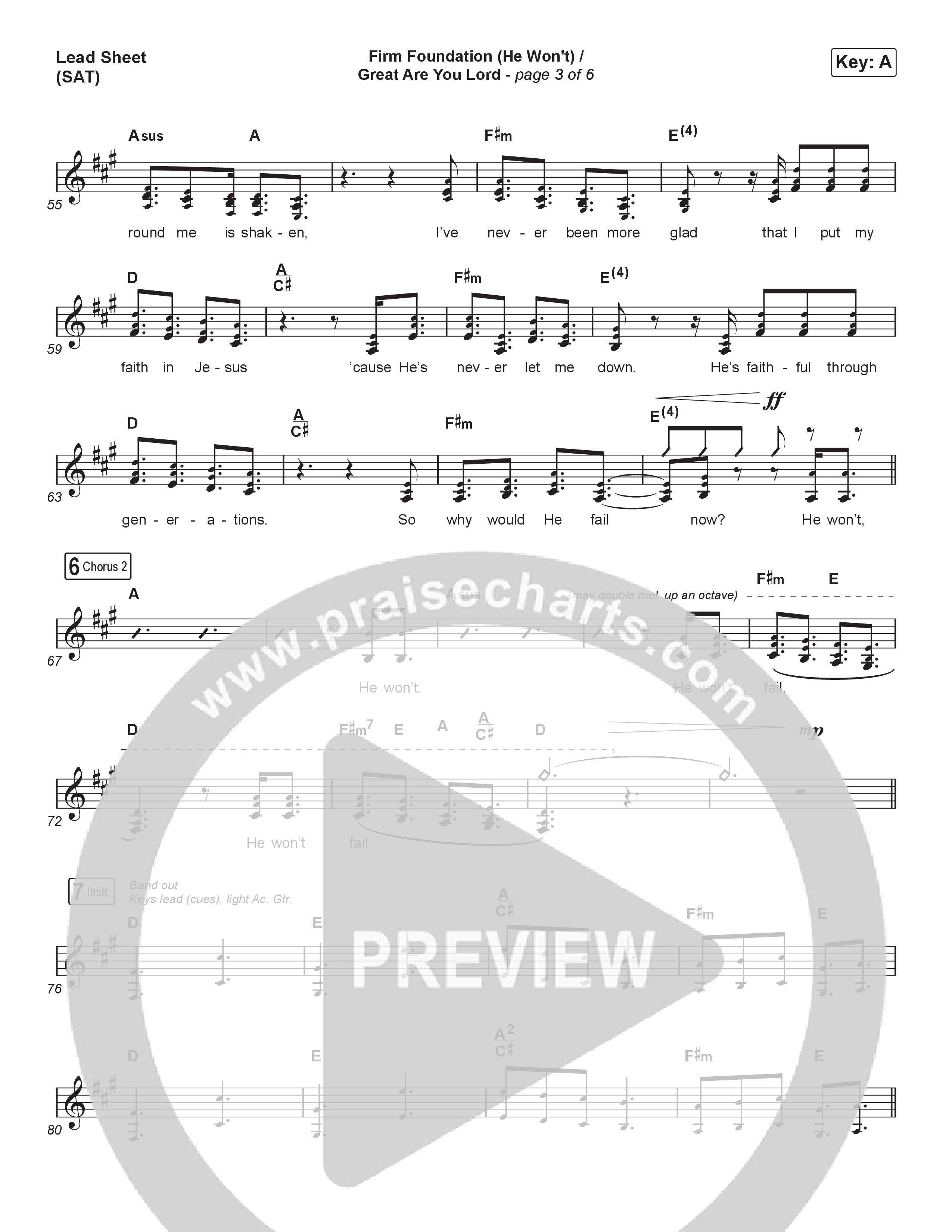 Firm Foundation (He Won't) / Great Are You Lord Lead Sheet (SAT) (Kari Jobe)