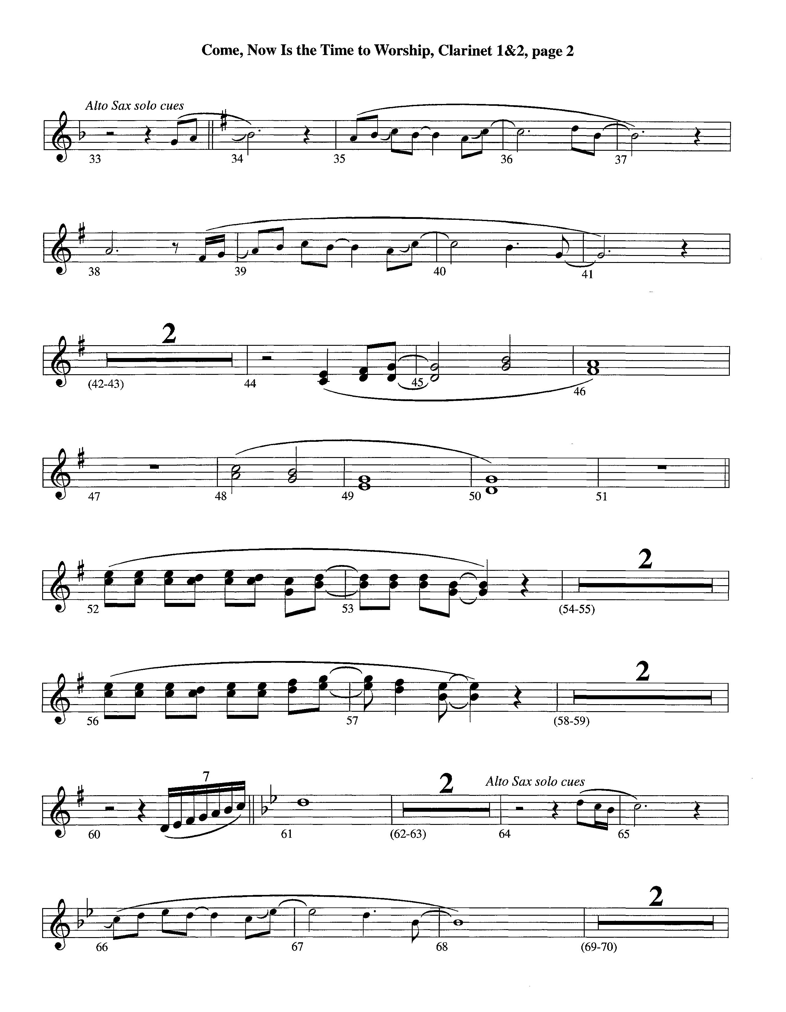 Come Now Is The Time To Worship (Instrumental) Clarinet 1/2 (Lifeway Worship / Arr. Richard Kingsmore)