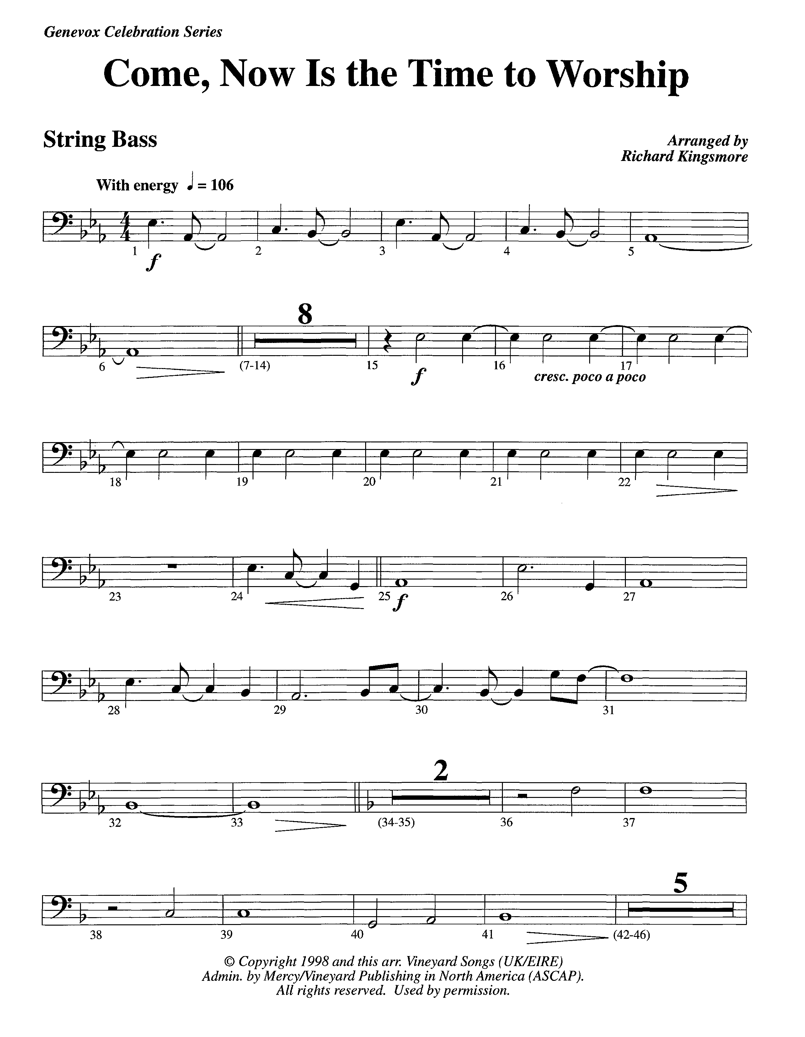 Come Now Is The Time To Worship (Instrumental) Double Bass (Lifeway Worship / Arr. Richard Kingsmore)