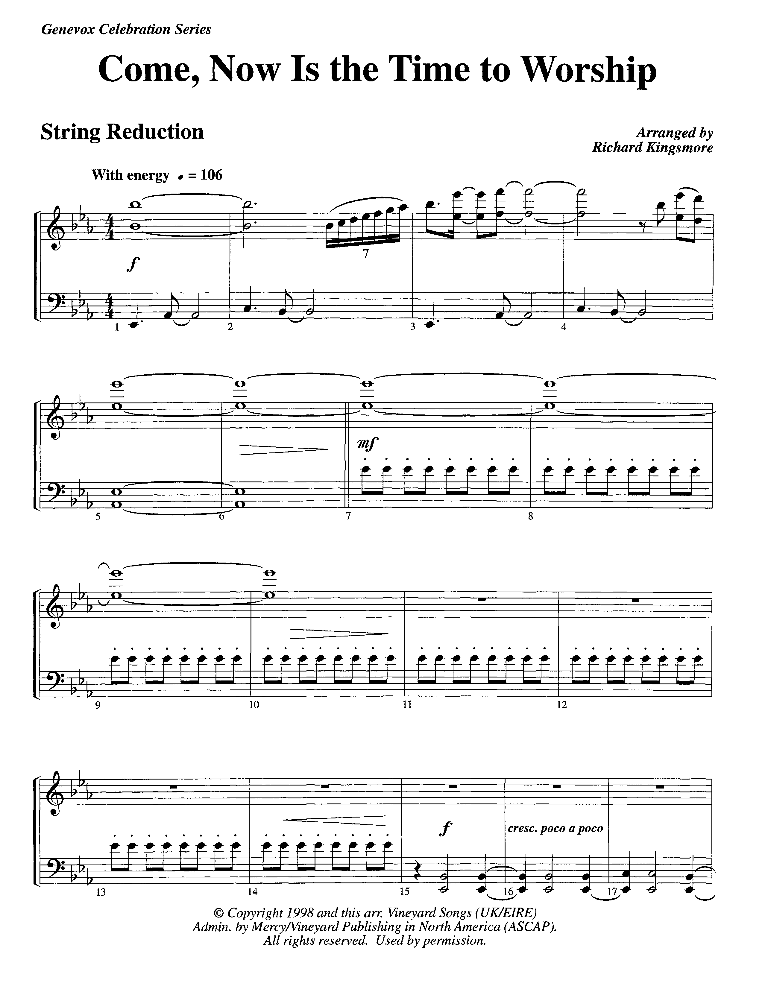 Come Now Is The Time To Worship (Instrumental) String Reduction (Lifeway Worship / Arr. Richard Kingsmore)