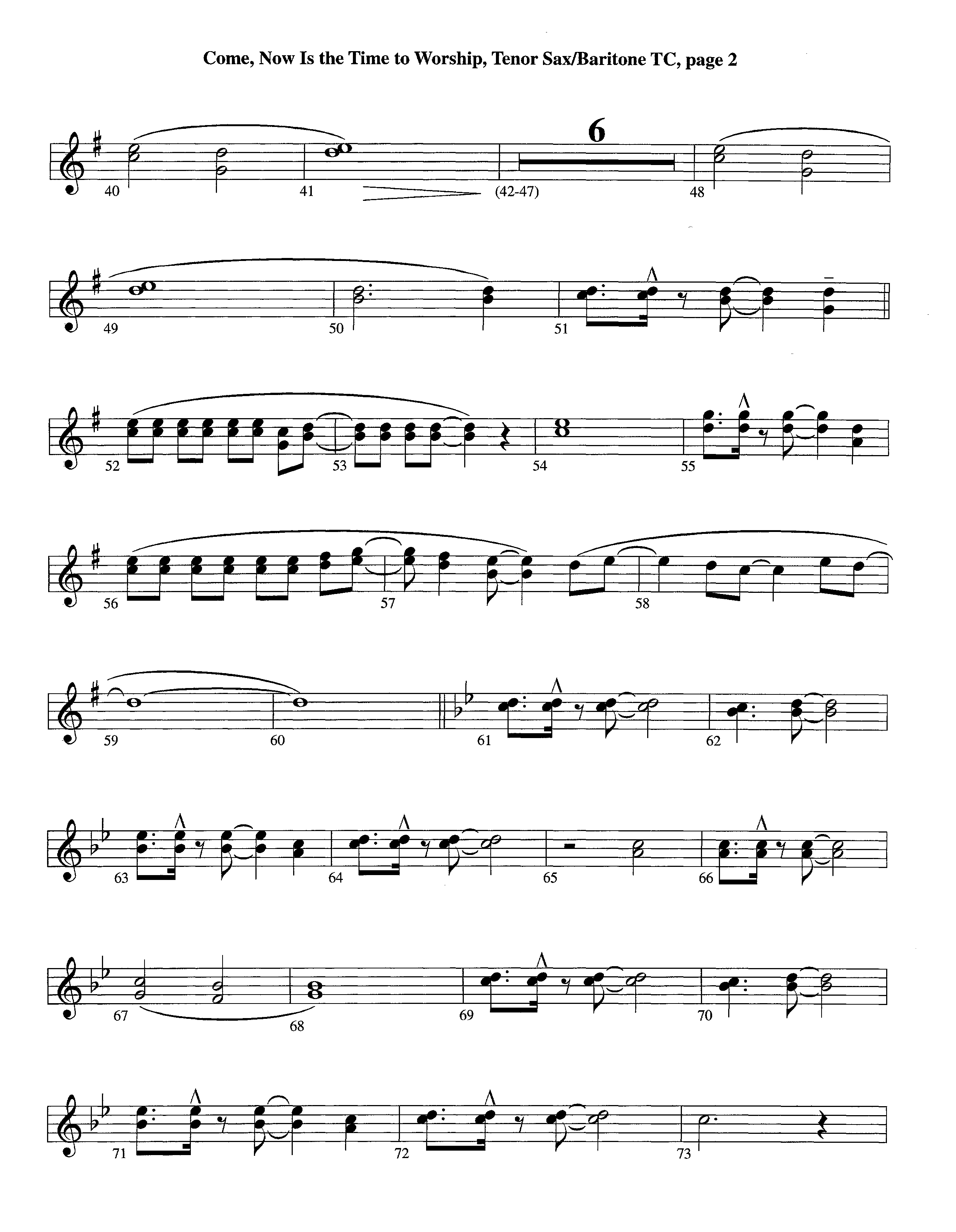 Come Now Is The Time To Worship (Instrumental) Tenor Sax/Baritone T.C. (Lifeway Worship / Arr. Richard Kingsmore)