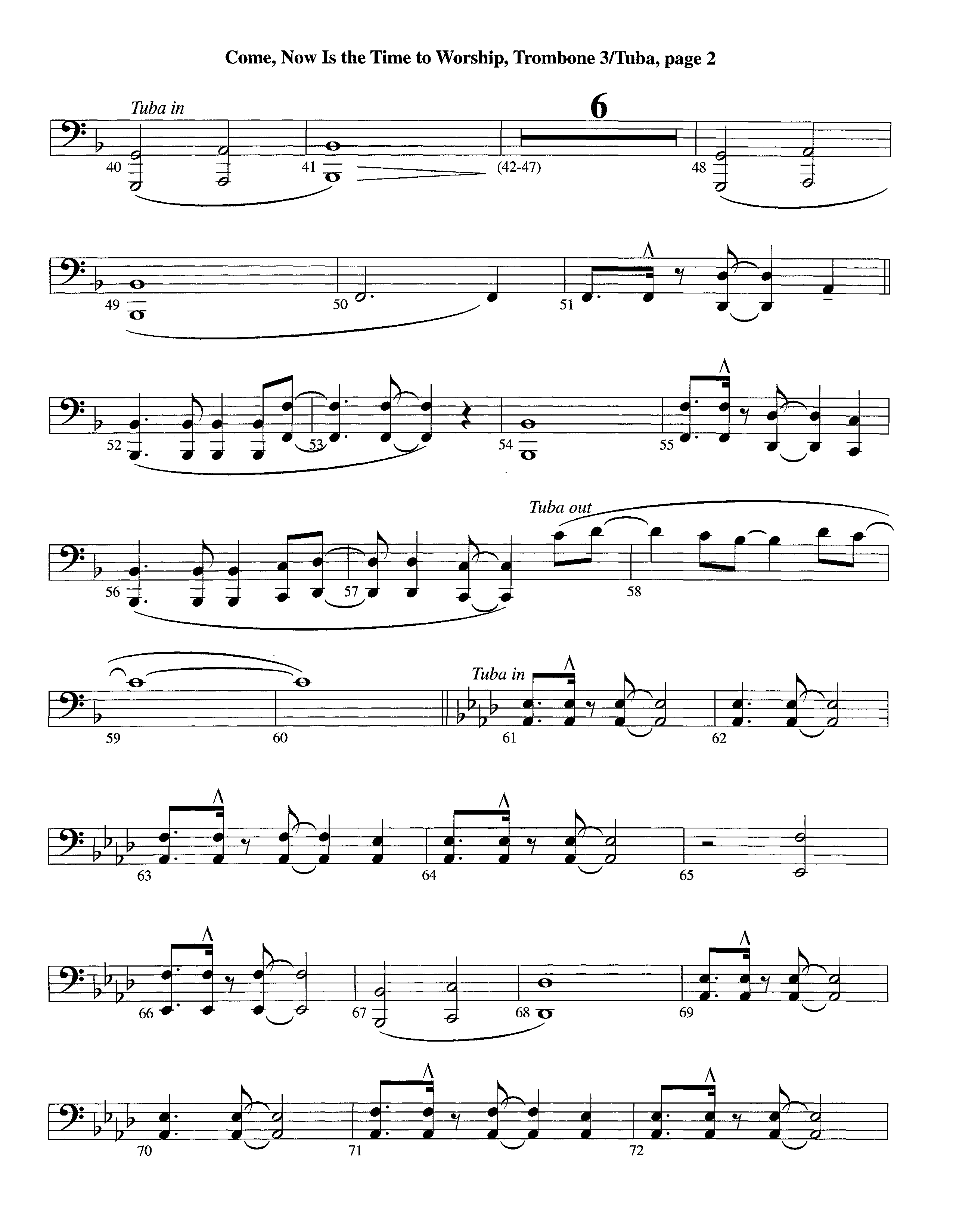 Come Now Is The Time To Worship (Instrumental) Trombone 3/Tuba (Lifeway Worship / Arr. Richard Kingsmore)