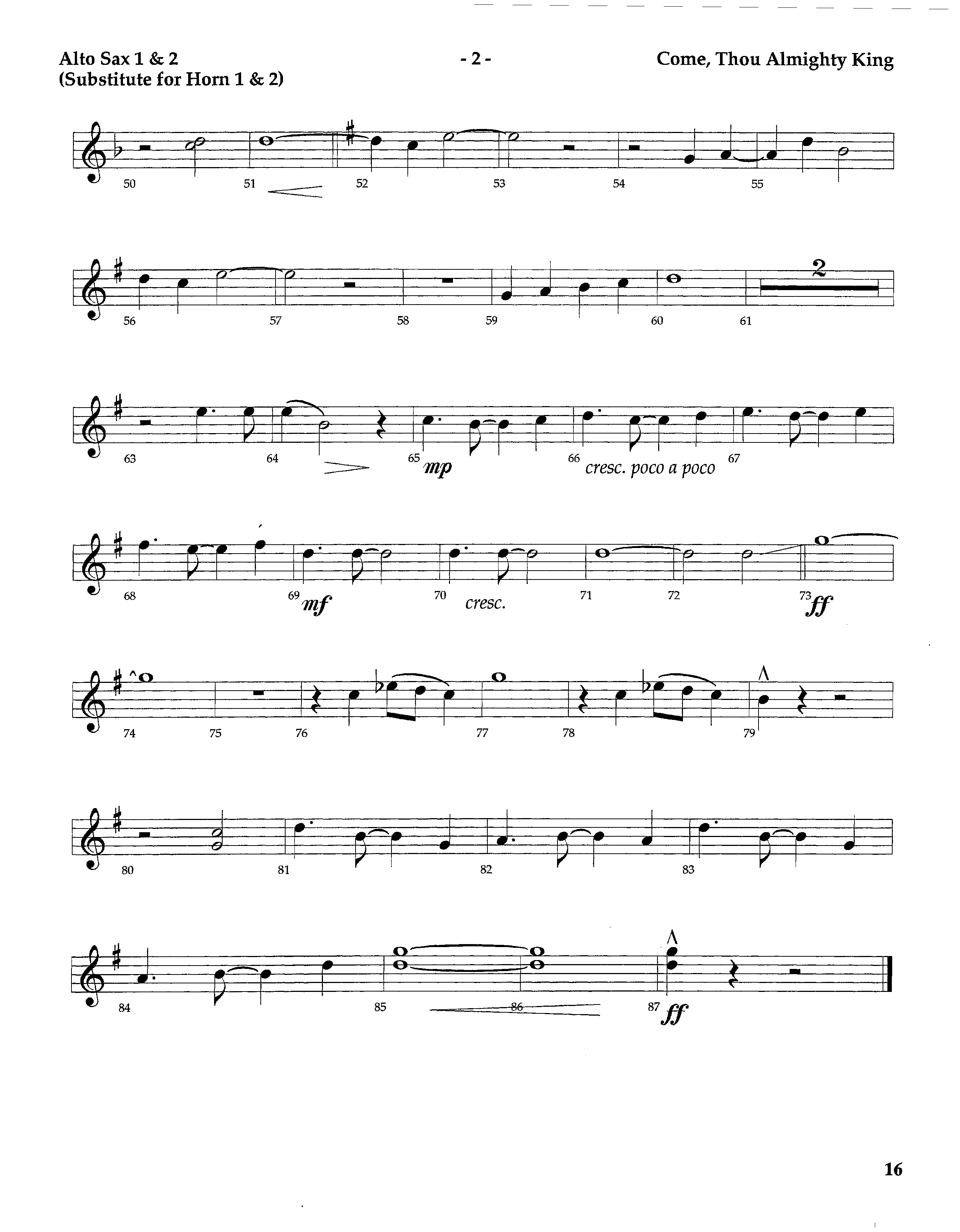 Come Thou Almighty King (Instrumental) Alto Sax 1/2 (Lifeway Worship / Arr. Steve Dunn)