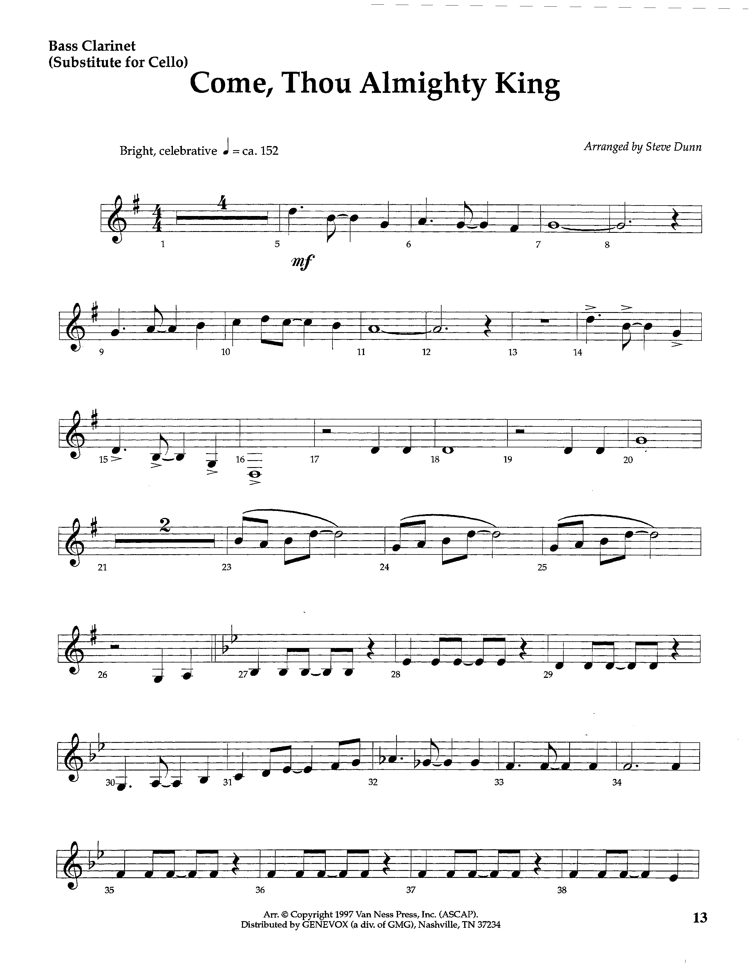 Come Thou Almighty King (Instrumental) Bass Clarinet (Lifeway Worship / Arr. Steve Dunn)