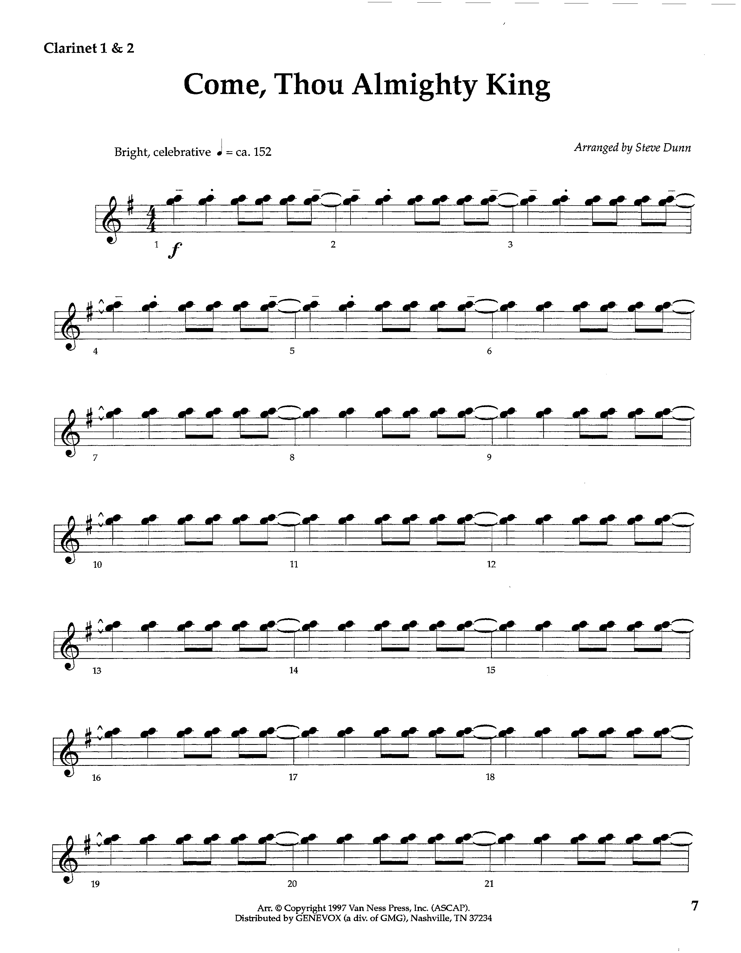 Come Thou Almighty King (Instrumental) Clarinet 1/2 (Lifeway Worship / Arr. Steve Dunn)