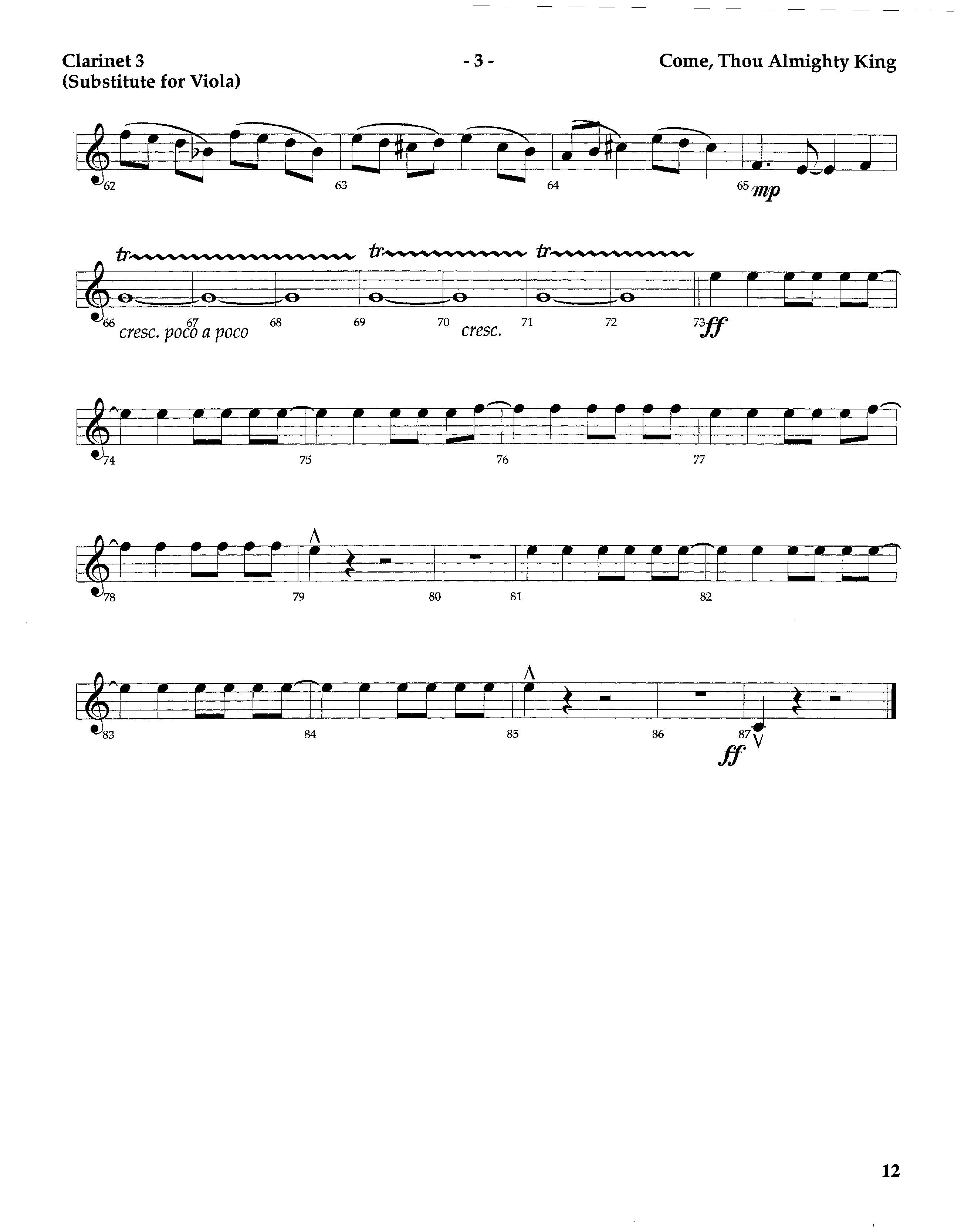 Come Thou Almighty King (Instrumental) Clarinet 3 (Lifeway Worship / Arr. Steve Dunn)