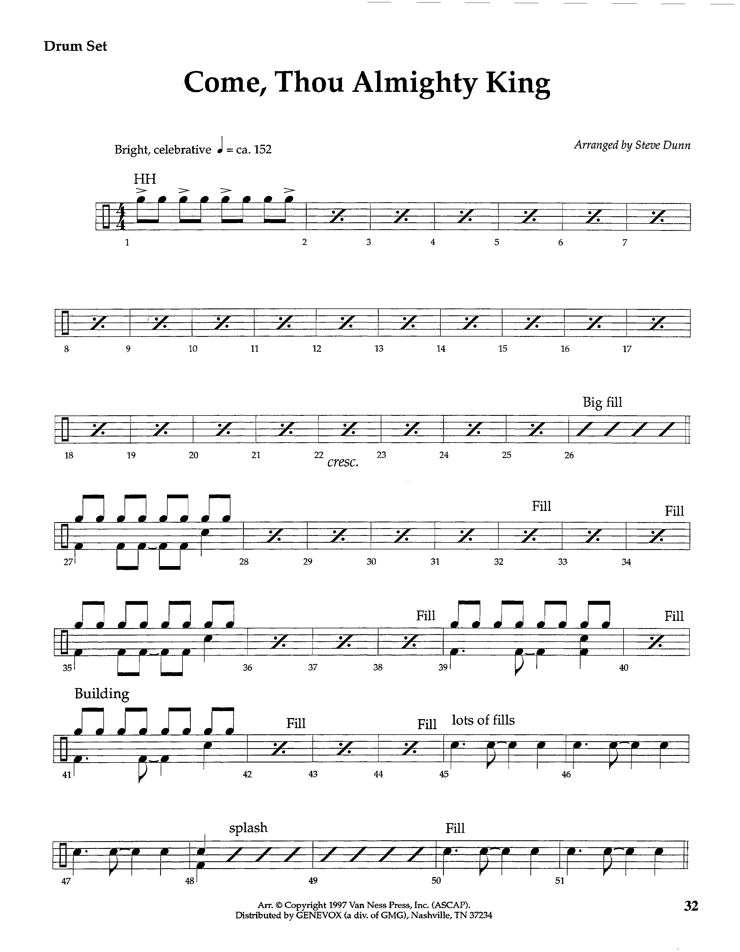 Come Thou Almighty King (Instrumental) Drum Set (Lifeway Worship / Arr. Steve Dunn)