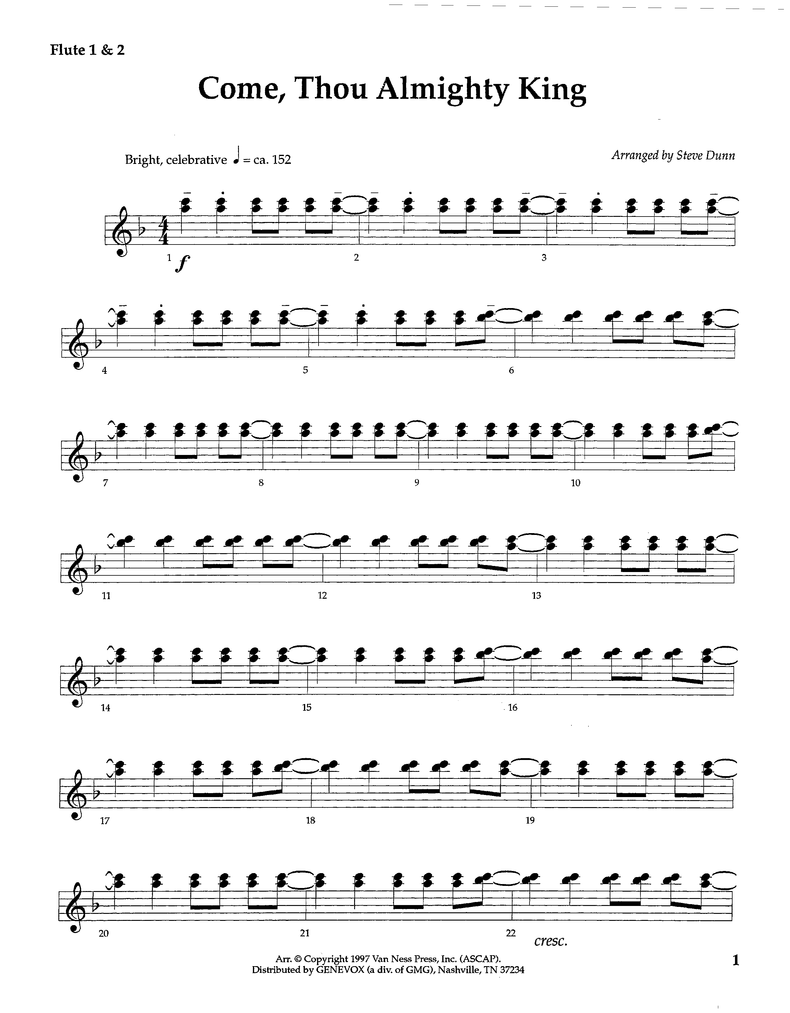 Come Thou Almighty King (Instrumental) Flute 1/2 (Lifeway Worship / Arr. Steve Dunn)