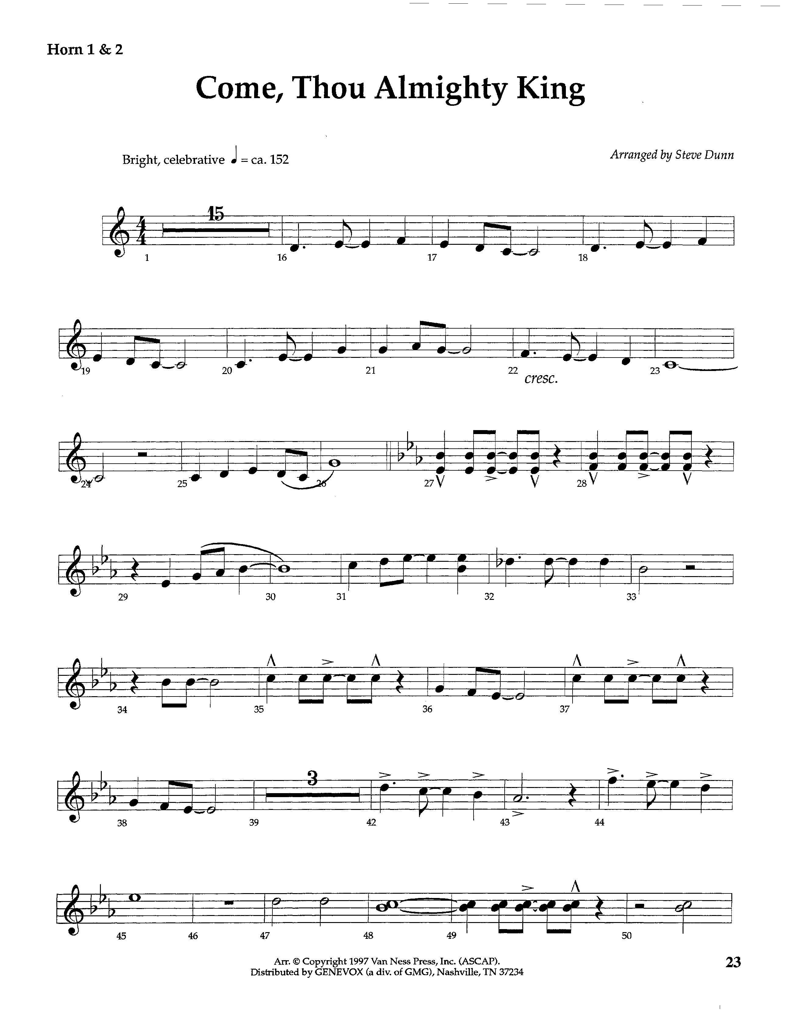 Come Thou Almighty King (Instrumental) French Horn 1/2 (Lifeway Worship / Arr. Steve Dunn)