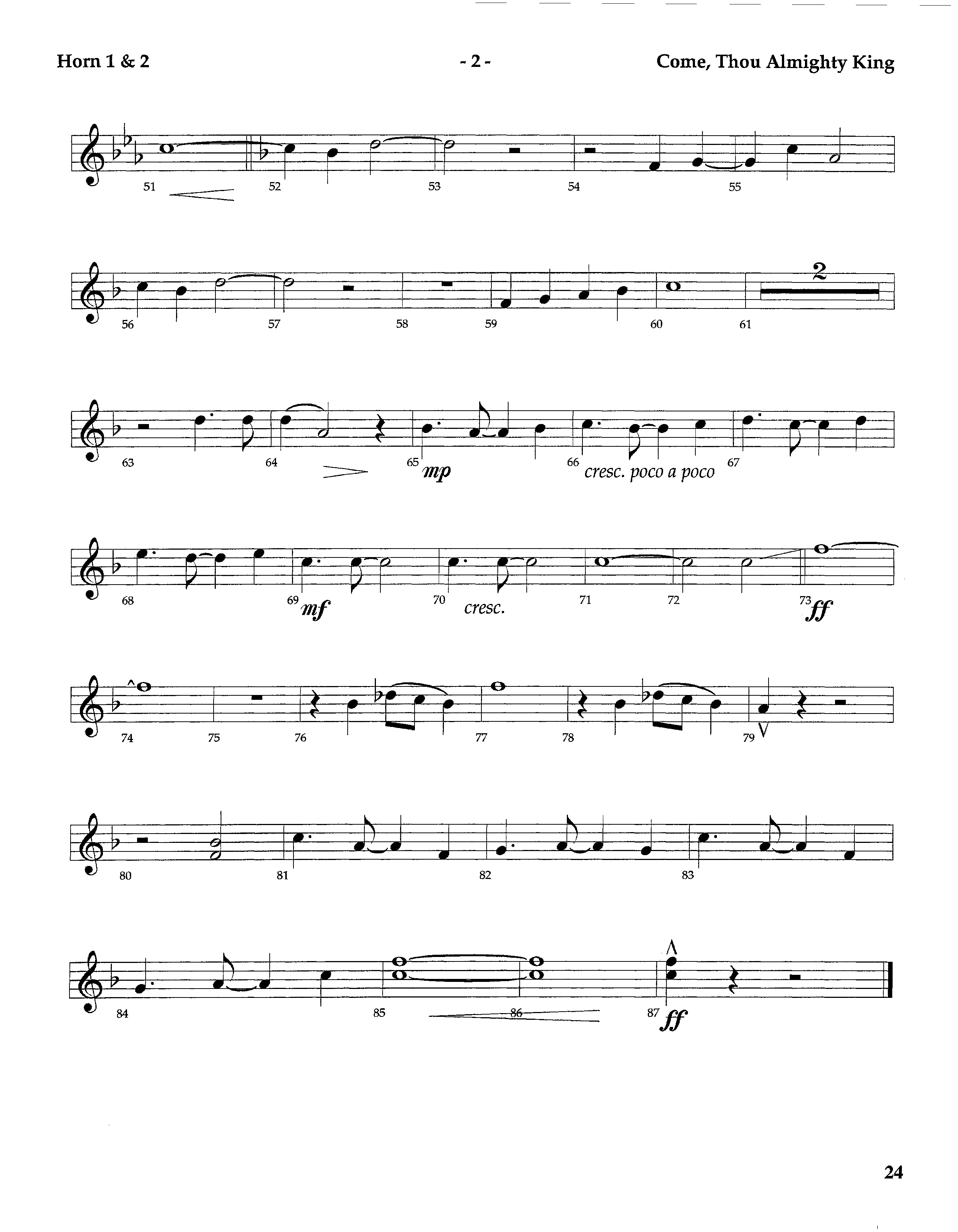 Come Thou Almighty King (Instrumental) French Horn 1/2 (Lifeway Worship / Arr. Steve Dunn)