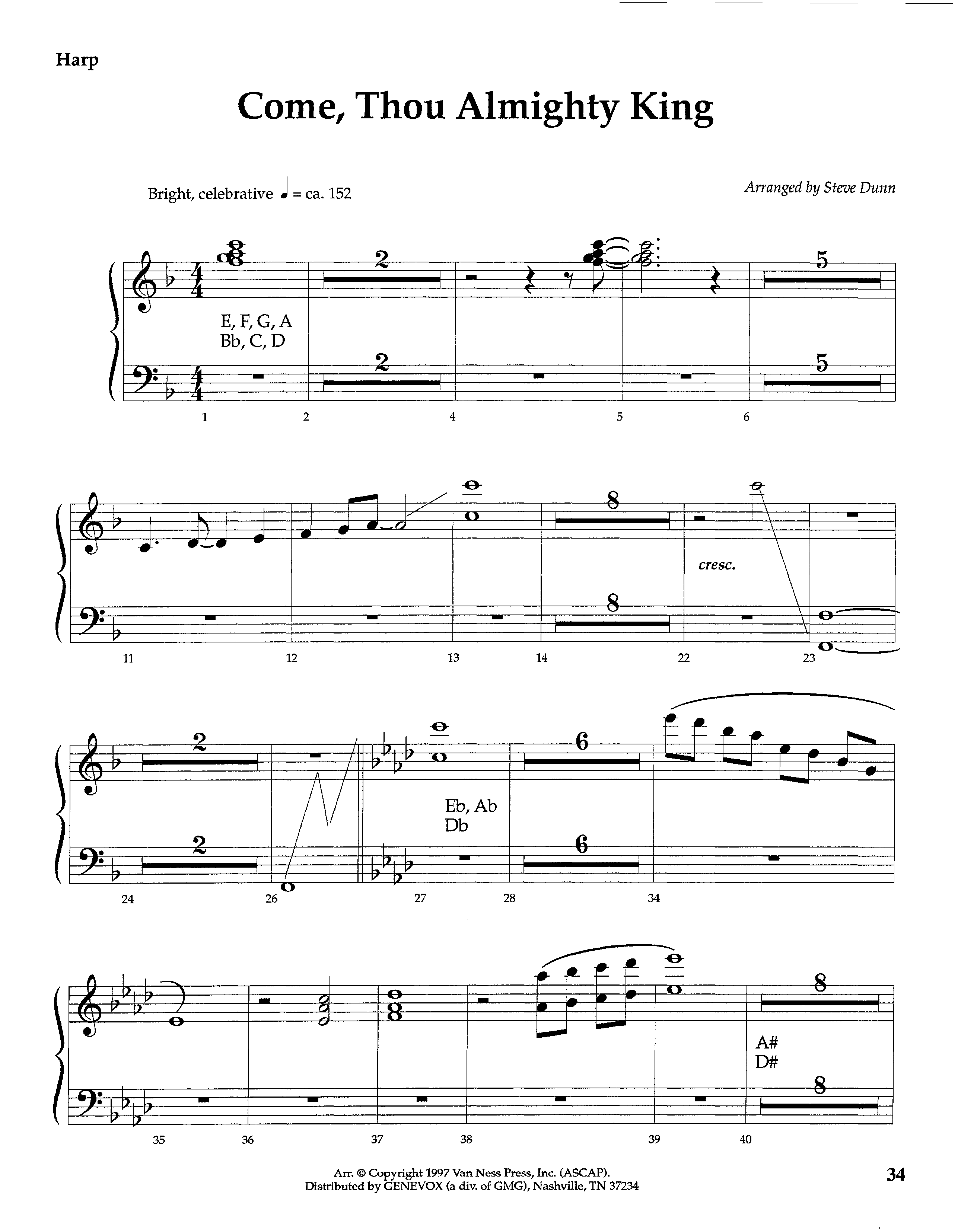 Come Thou Almighty King (Instrumental) Harp (Lifeway Worship / Arr. Steve Dunn)